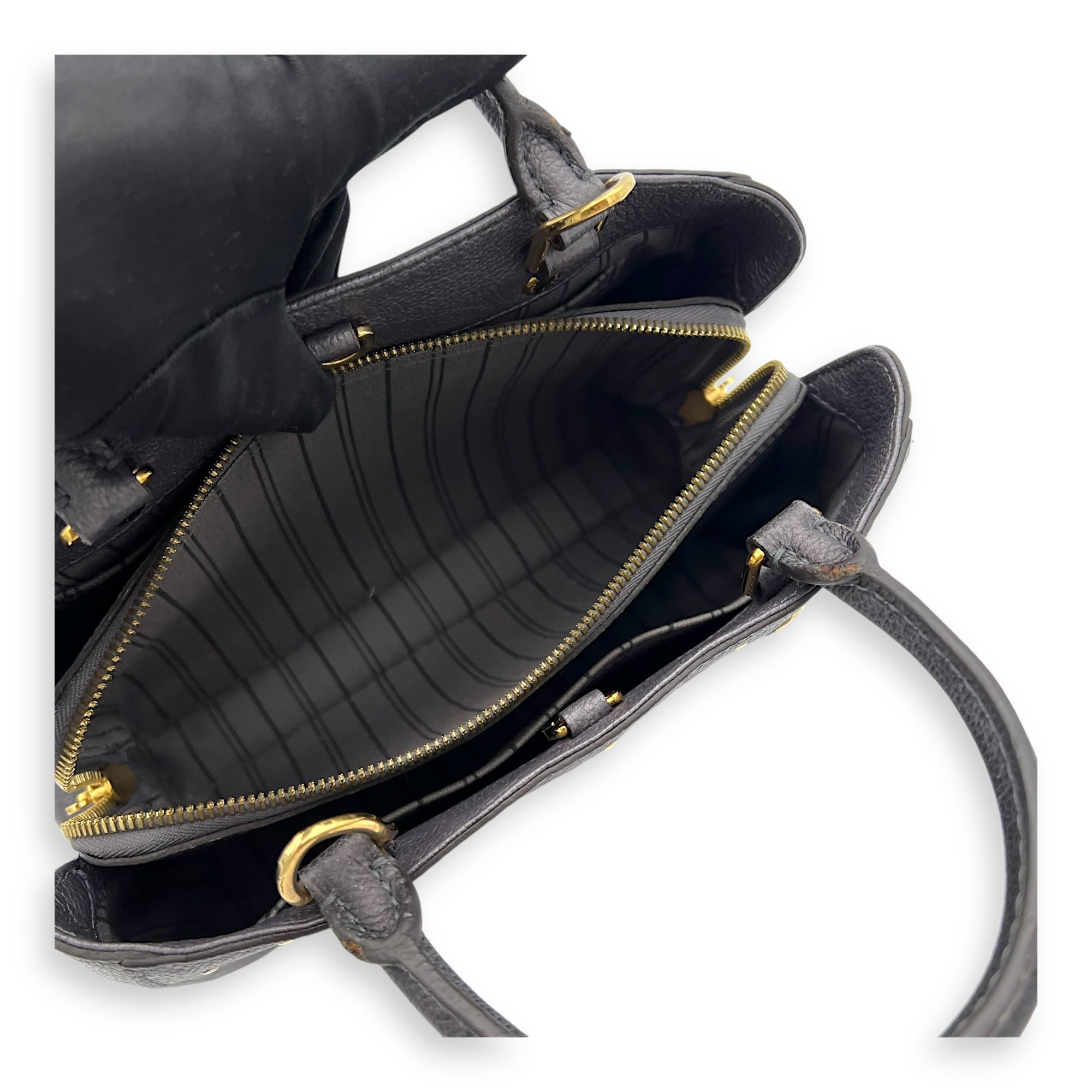 Montaigne Top Handle Bag BB Grey in Empreinte Leather, Gold hardware - Image 12