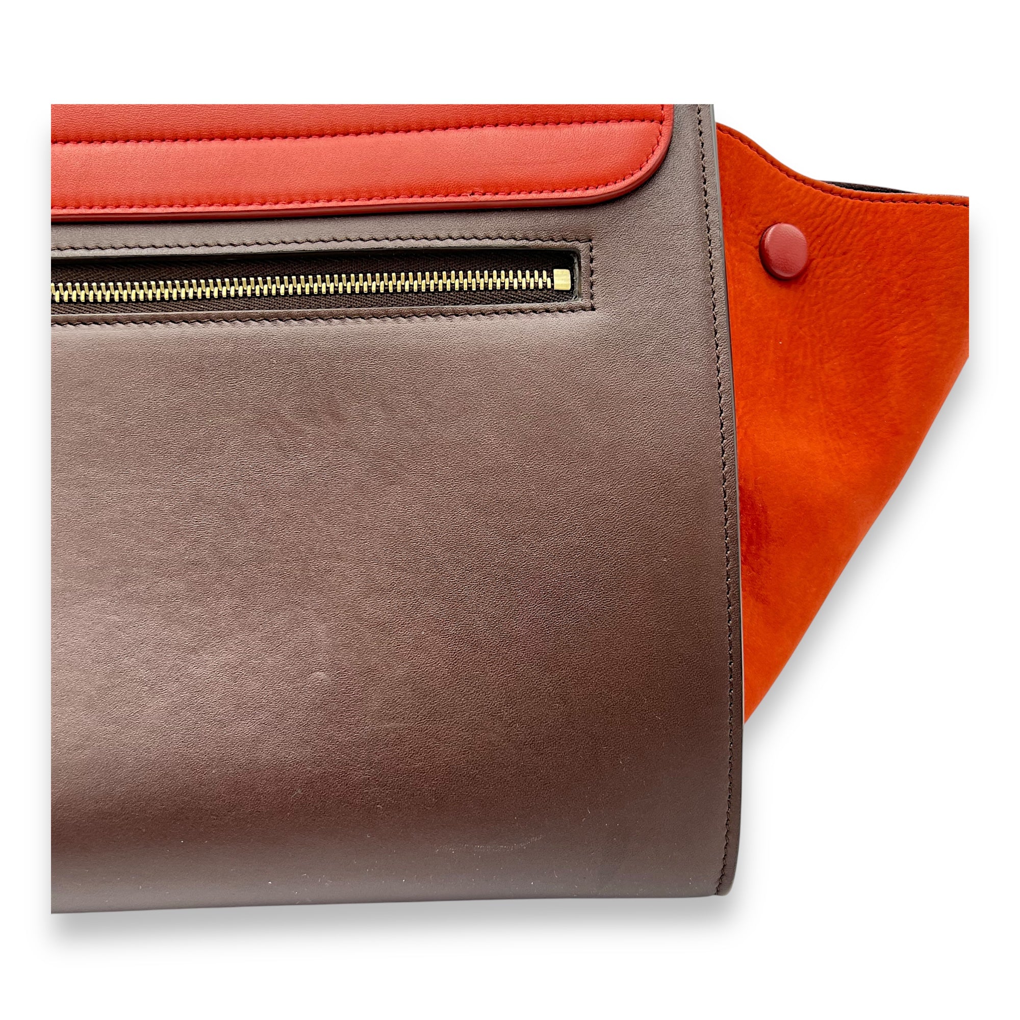 Trapeze Top Handle Bag Red in Calfskin, Gold hardware - Image 12