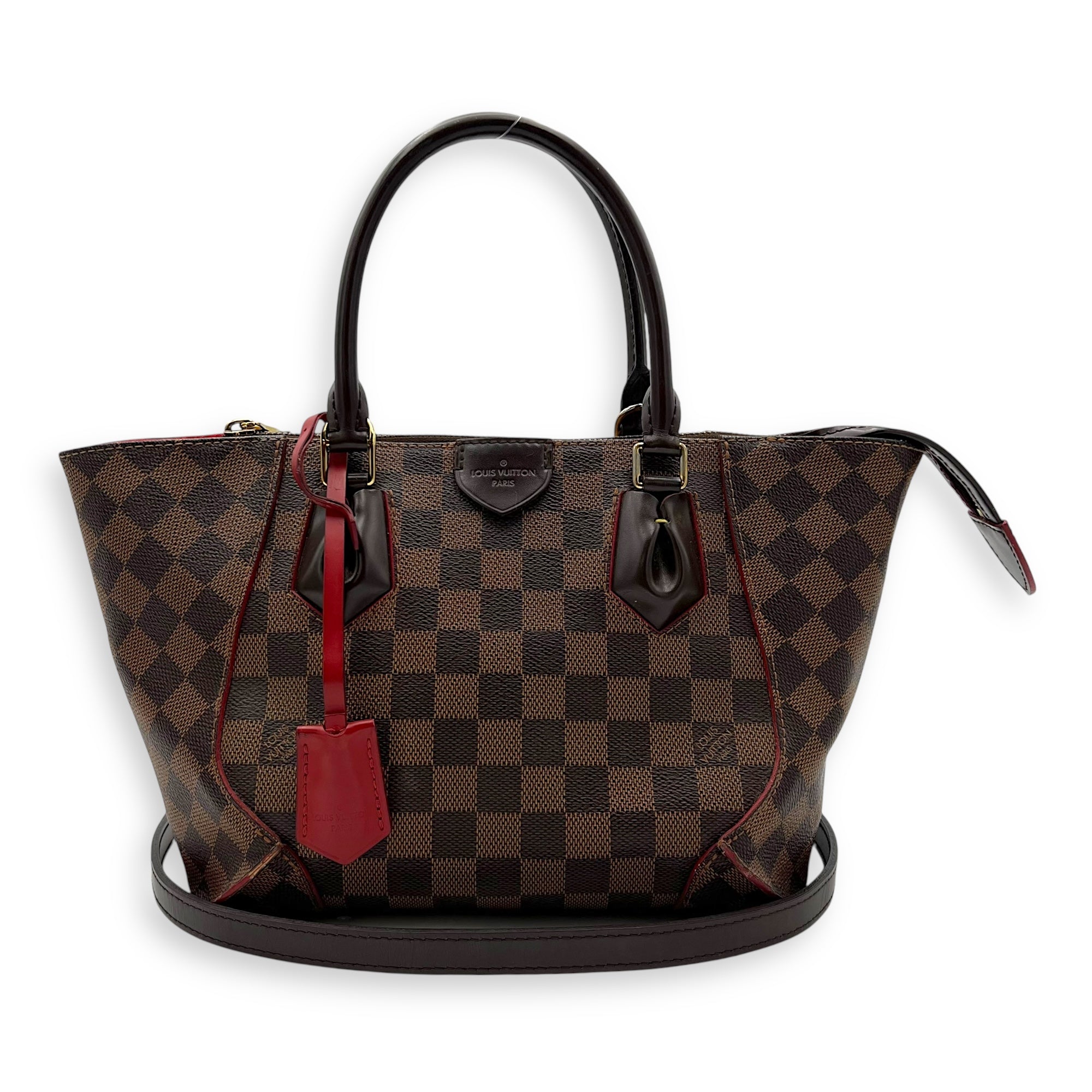 Caissa Top Handle Bag Brown in Coated Canvas, Gold hardware - Image 12