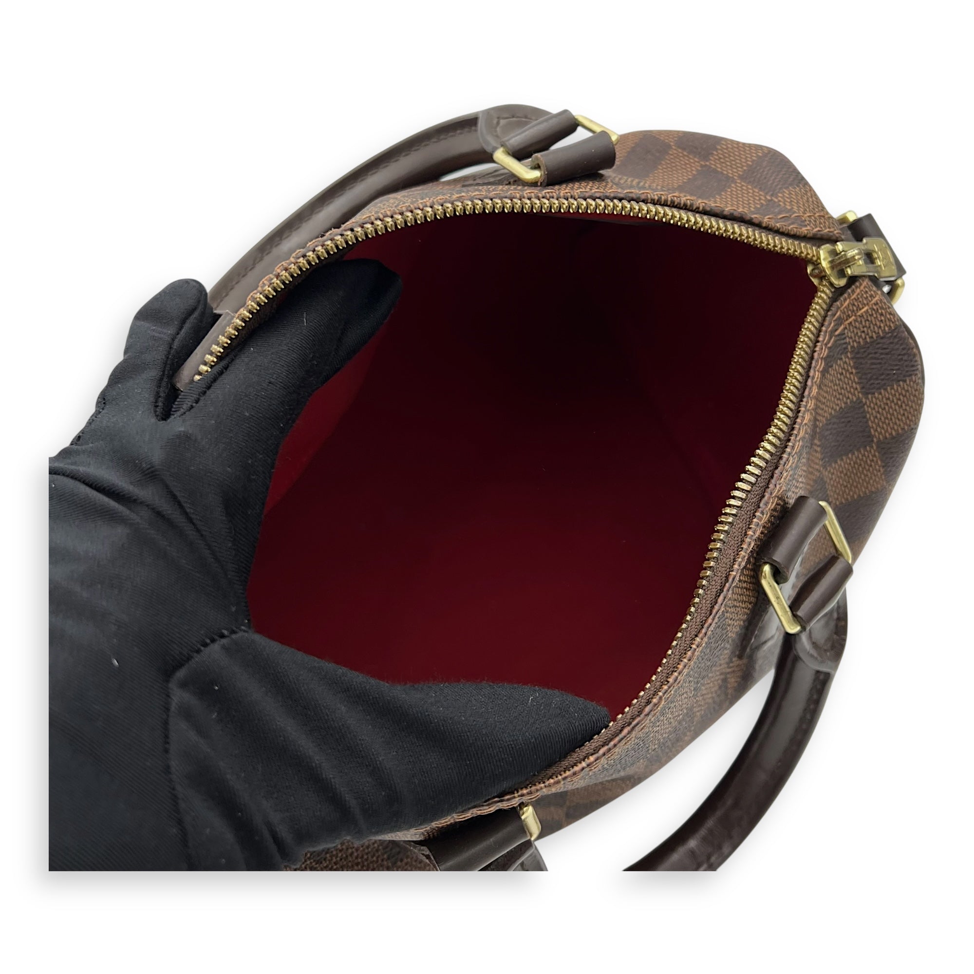 Speedy Bandouliere Top Handle Bag 25 Brown in Coated Canvas, Gold hardware - Image 12