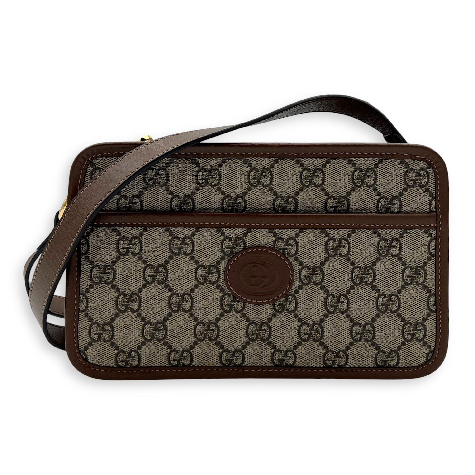 GG Supreme Crossbody Bag Brown in Coated Canvas, Gold hardware - Image 12