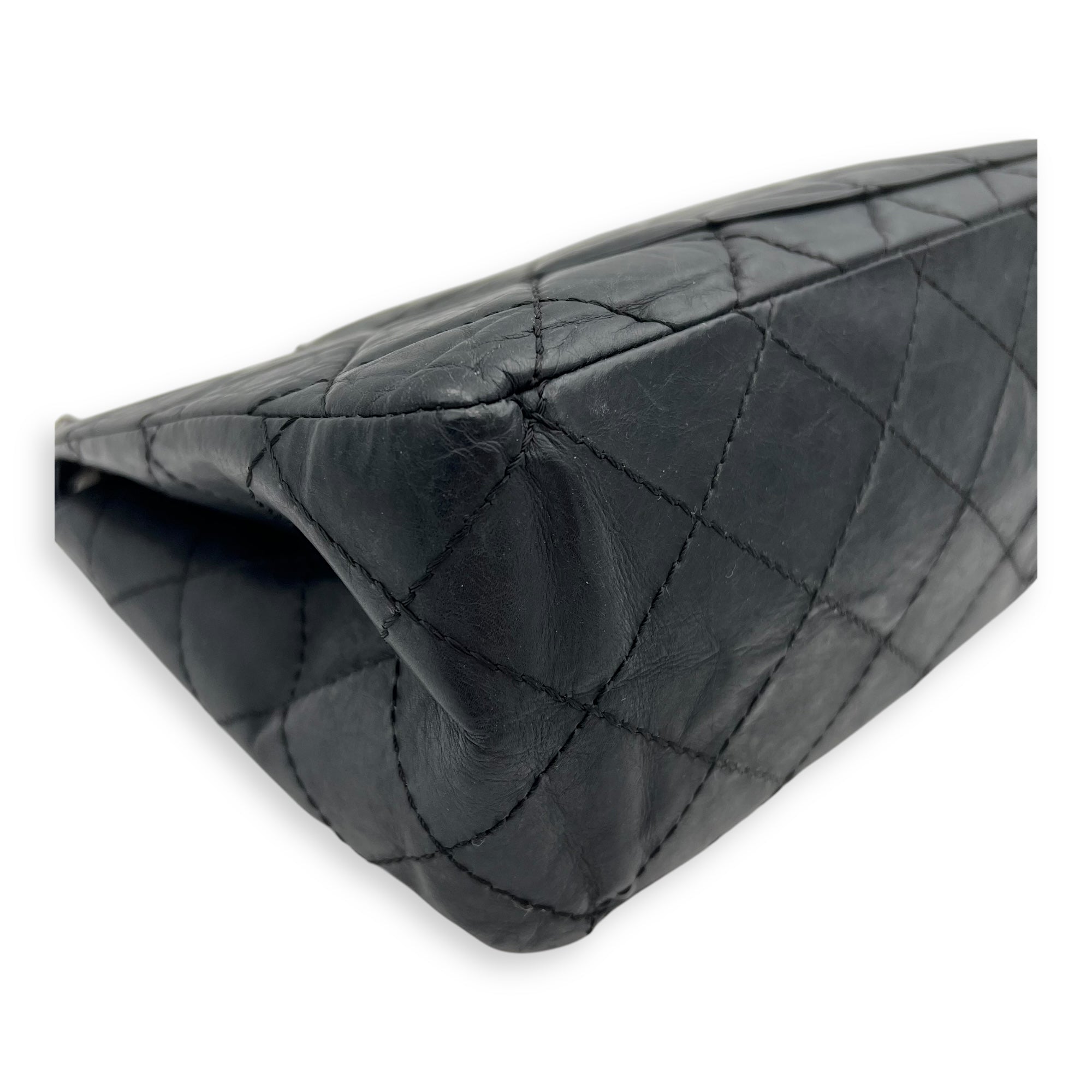 2.55 227 Black Shoulder Bag in Calfskin, Ruthenium hardware - Image 14