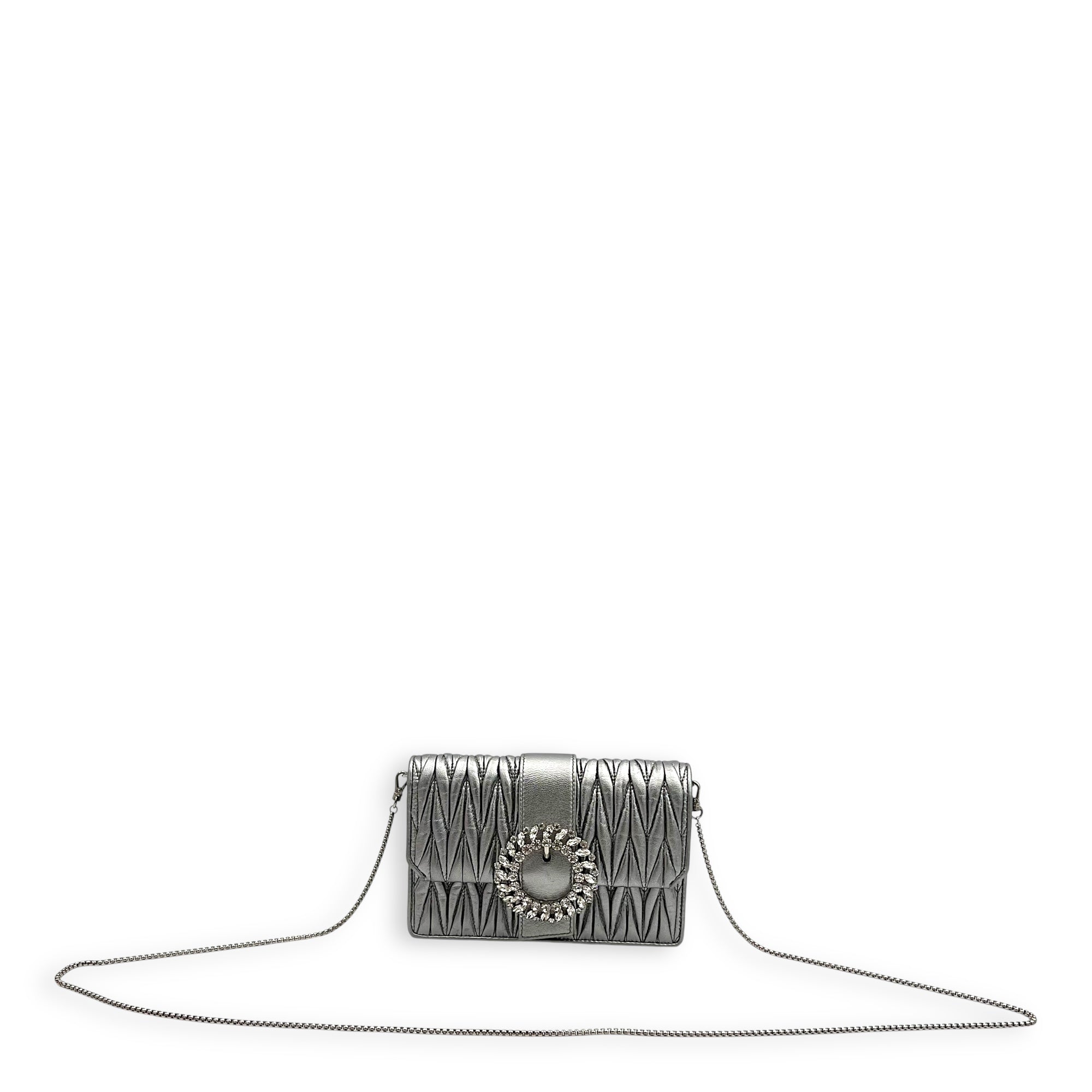 Matelassé Crossbody Bag Silver in Lambskin, Silver hardware - Image 12