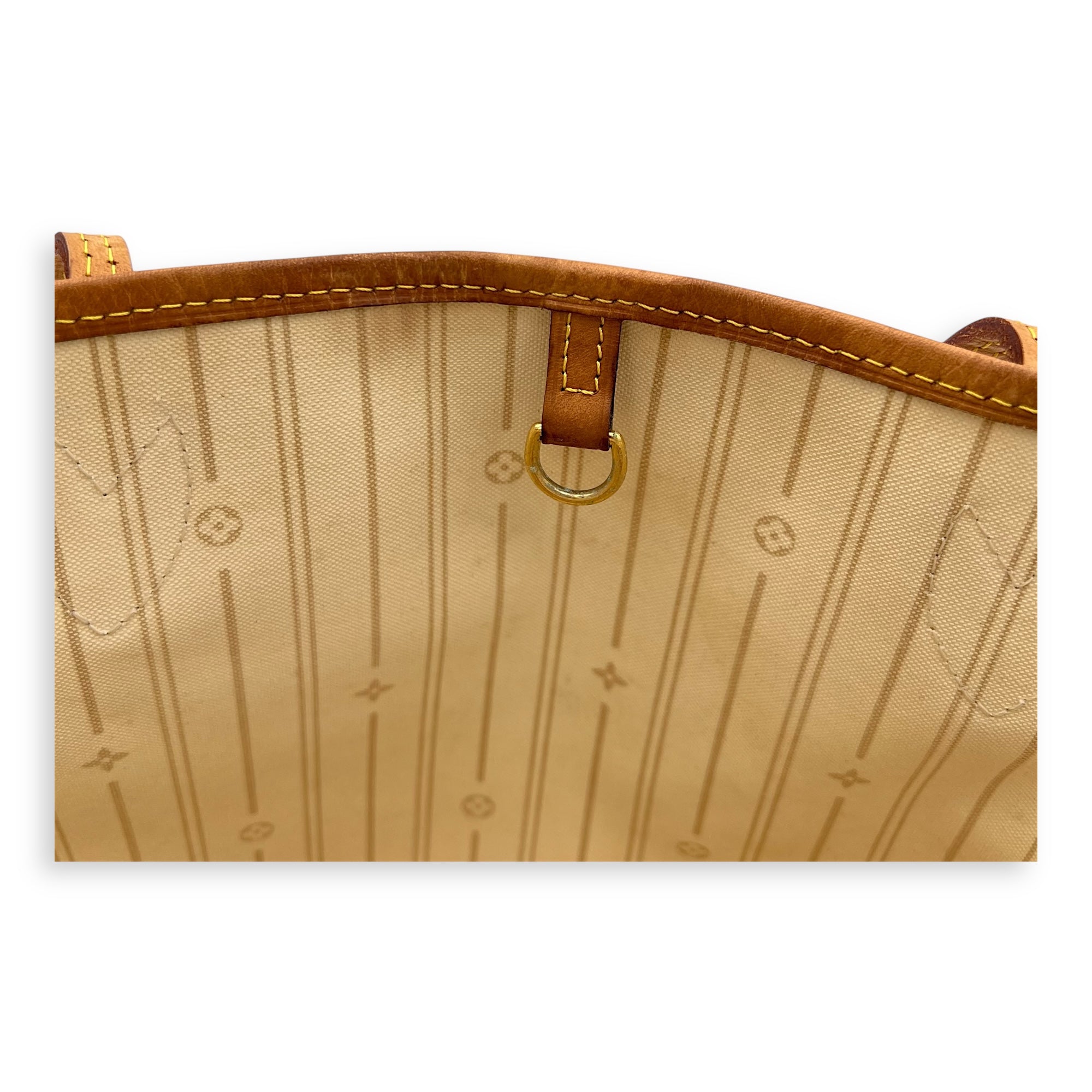 Neverfull Tote Bag White in Coated Canvas, Gold hardware - Image 10