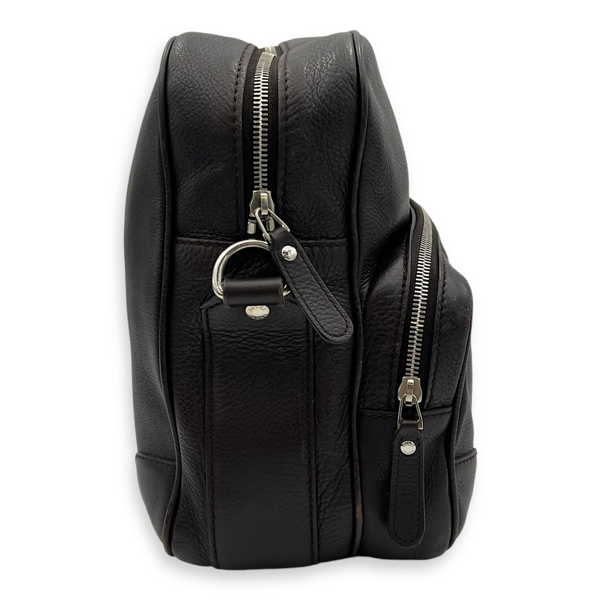 Classic Brown Messenger in Calfskin, Silver hardware - Image 4