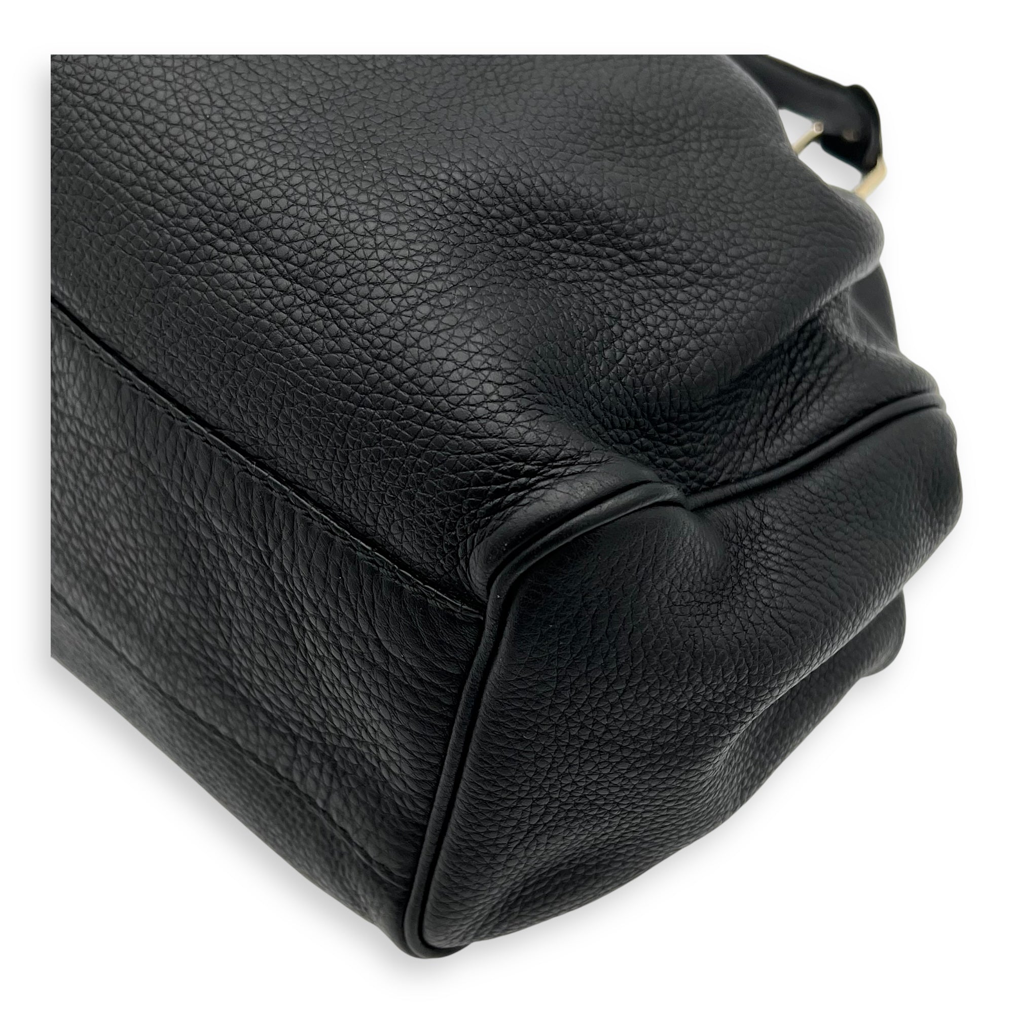 Sukey Black Top Handle Bag in Calfskin, Light Gold hardware - Image 14