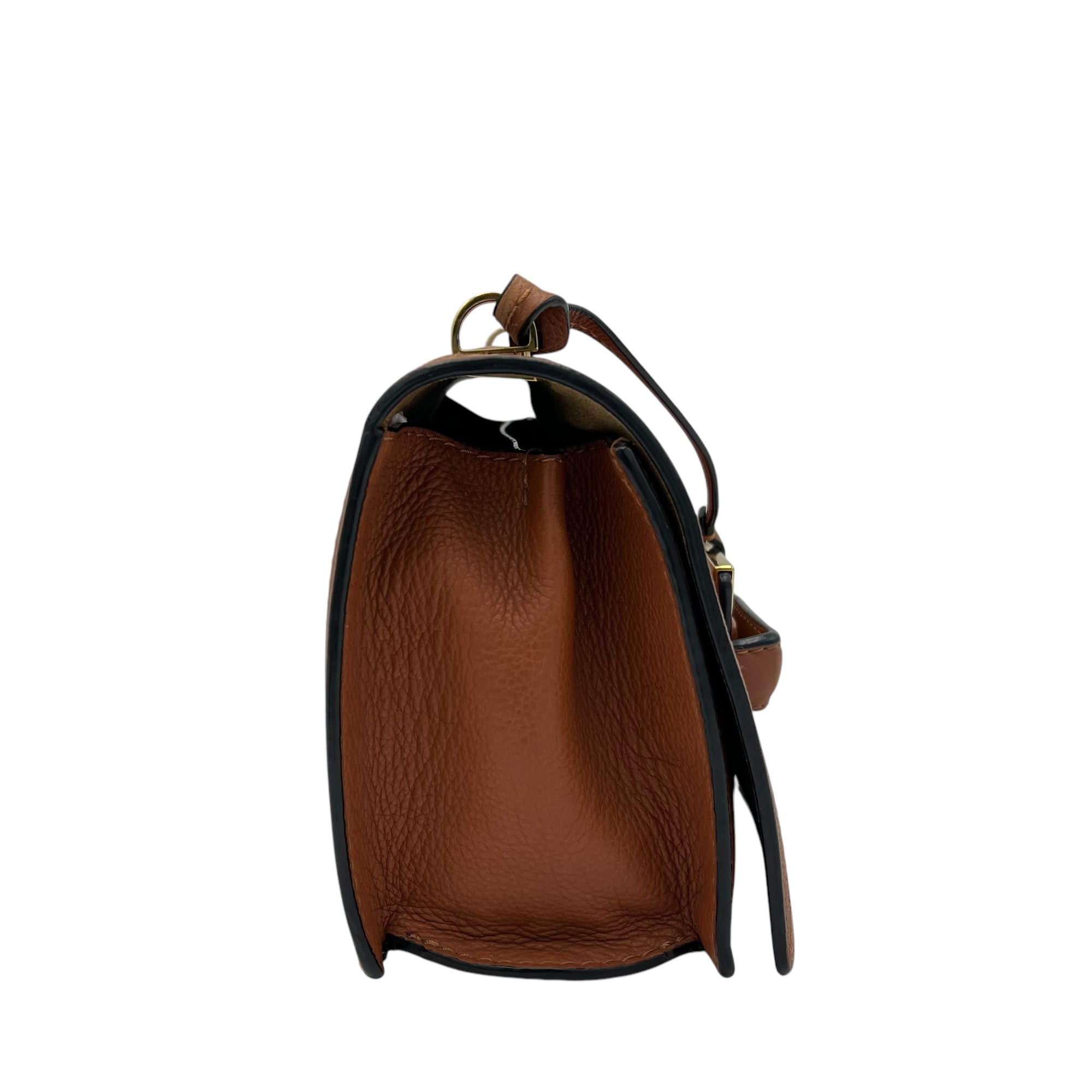 Barcelona Crossbody Bag Brown in Calfskin, Gold hardware - Image 4