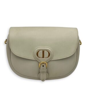 Bobby Medium White Crossbody Bag in Calfskin, Gold hardware