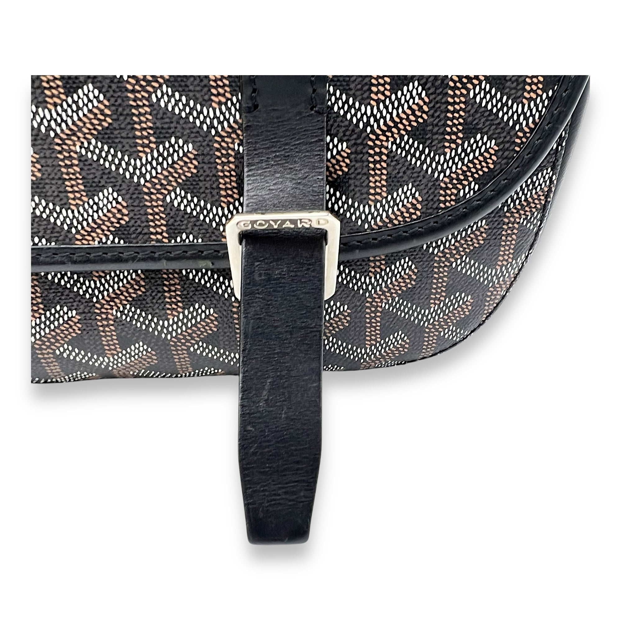 Belvedere Messenger MM Black in Coated Canvas, Silver hardware - Image 12