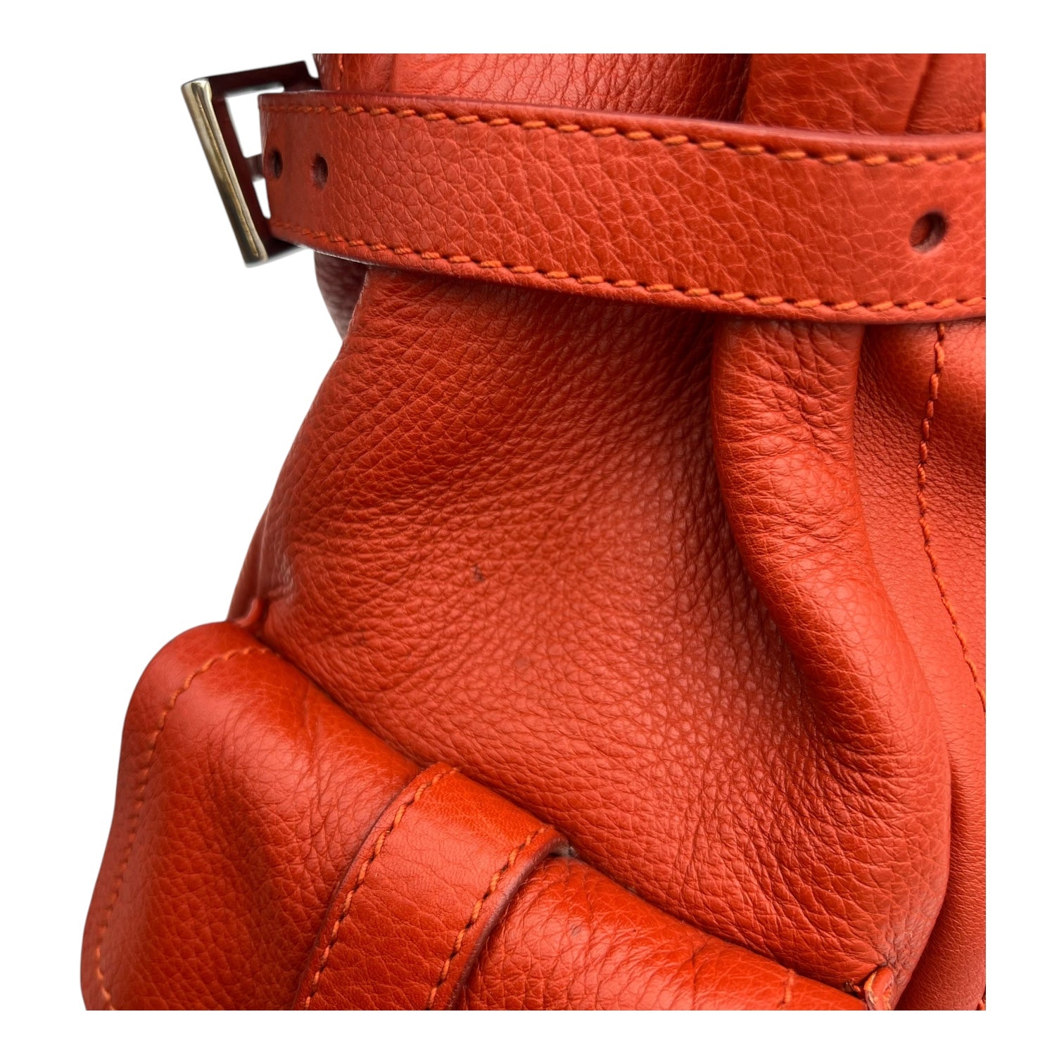 Vitello Daino Red Shoulder Bag in Calfskin, Silver hardware - Image 14