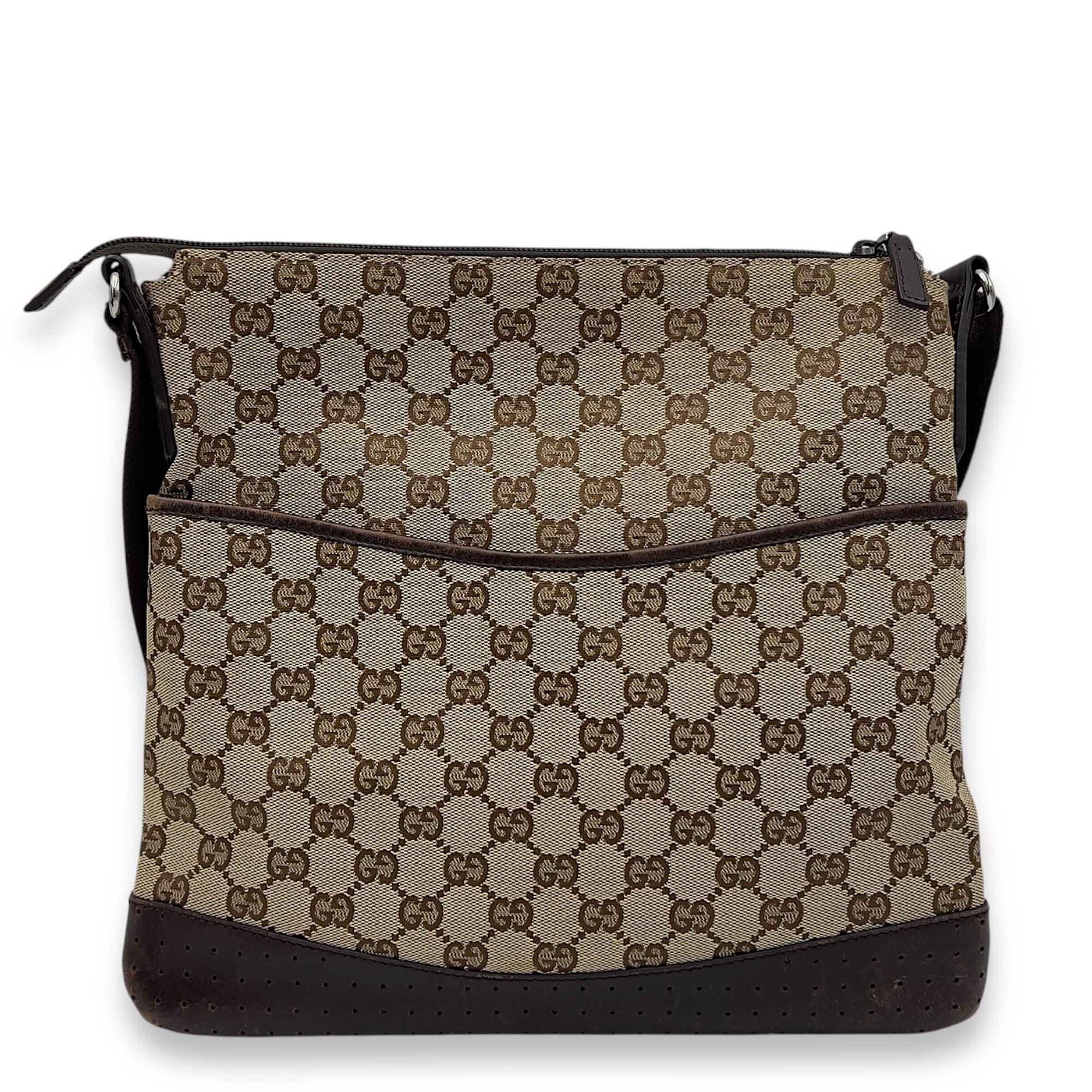 GG Crossbody Bag Brown in Canvas, Gold hardware