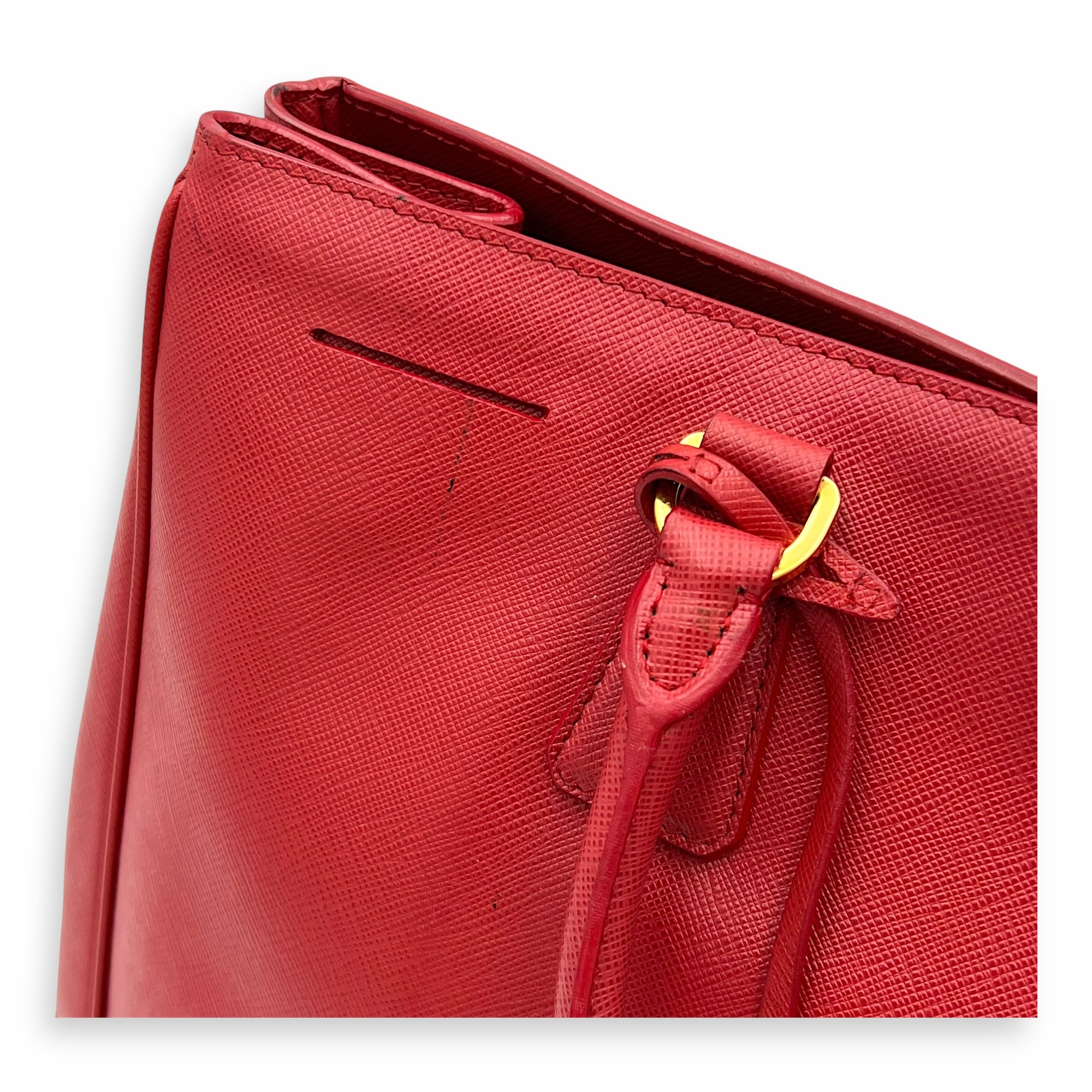 Galleria Top Handle Bag Red in Saffiano Leather, Gold hardware - Image 14