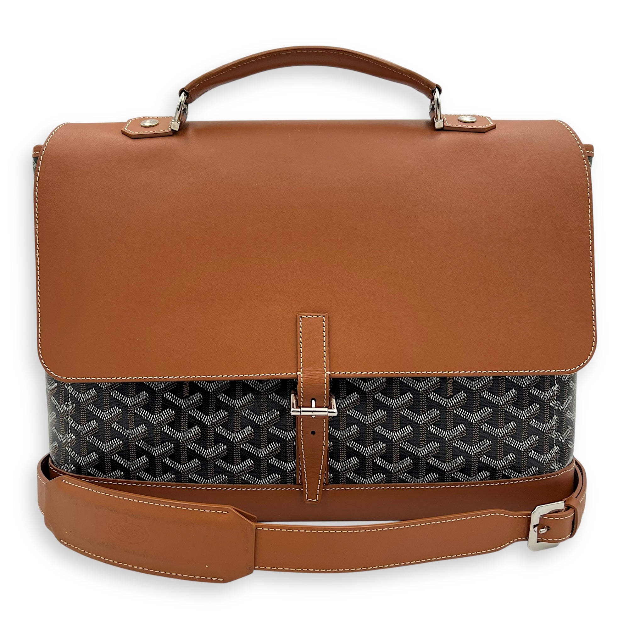 Citadine PM Brown Top Handle Bag in Coated Canvas, Silver hardware - Image 12