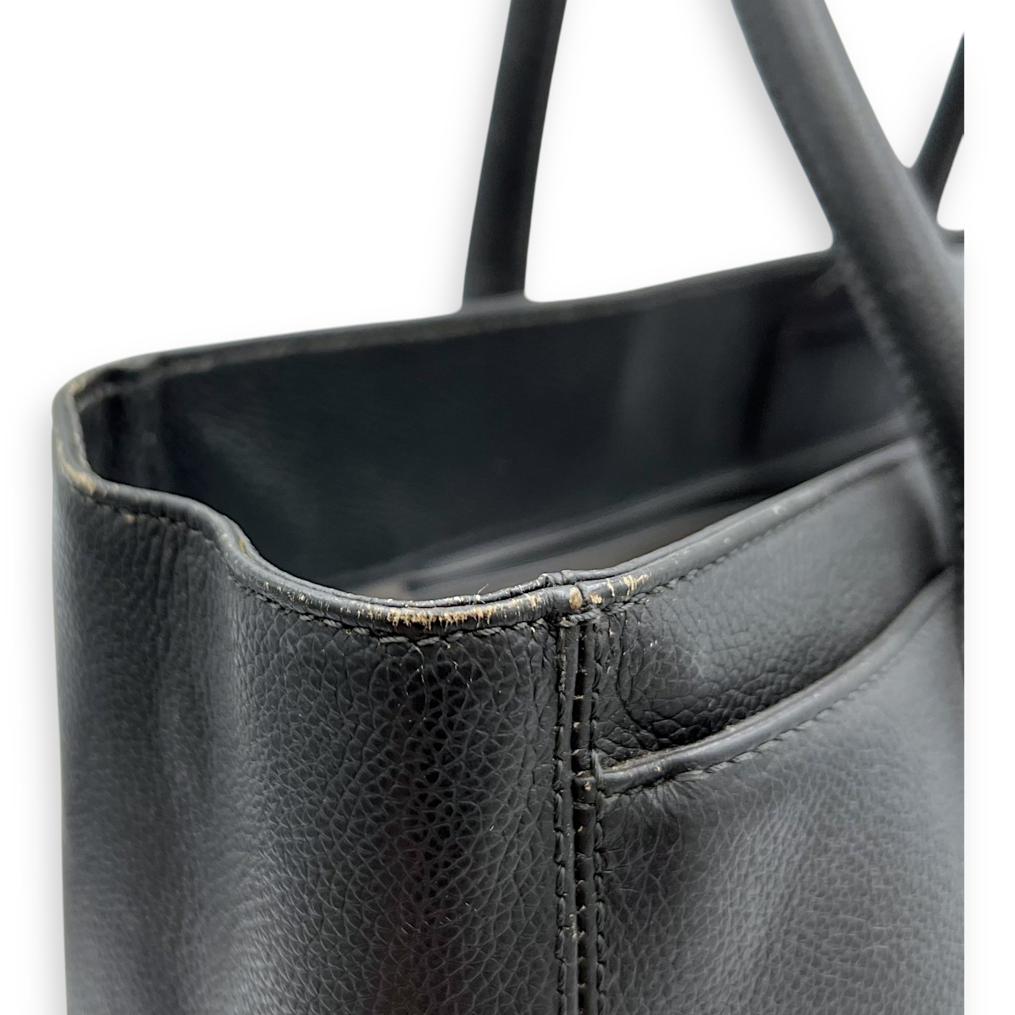 Executive Perf Top Handle Bag Grey in Calfskin, Silver hardware - Image 16