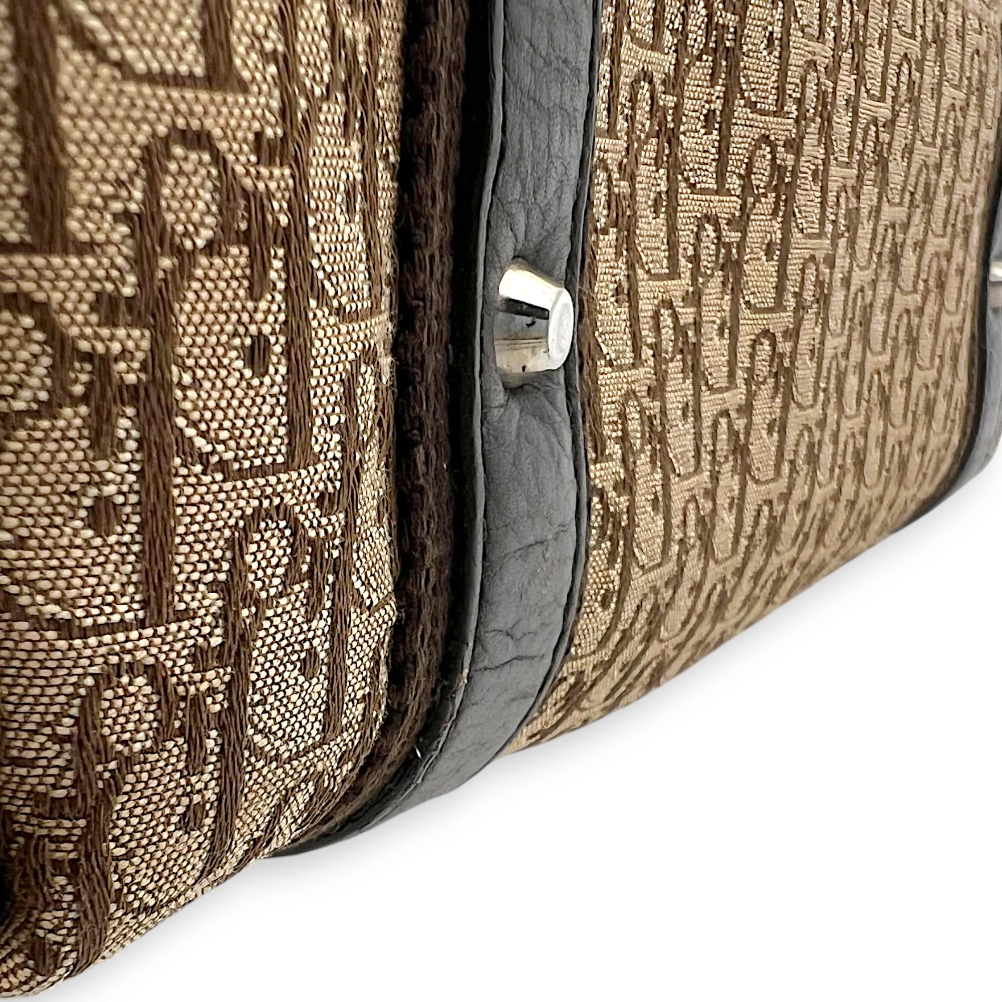 Street Chic Hobo Brown Shoulder Bag in Jacquard, Silver hardware - Image 16