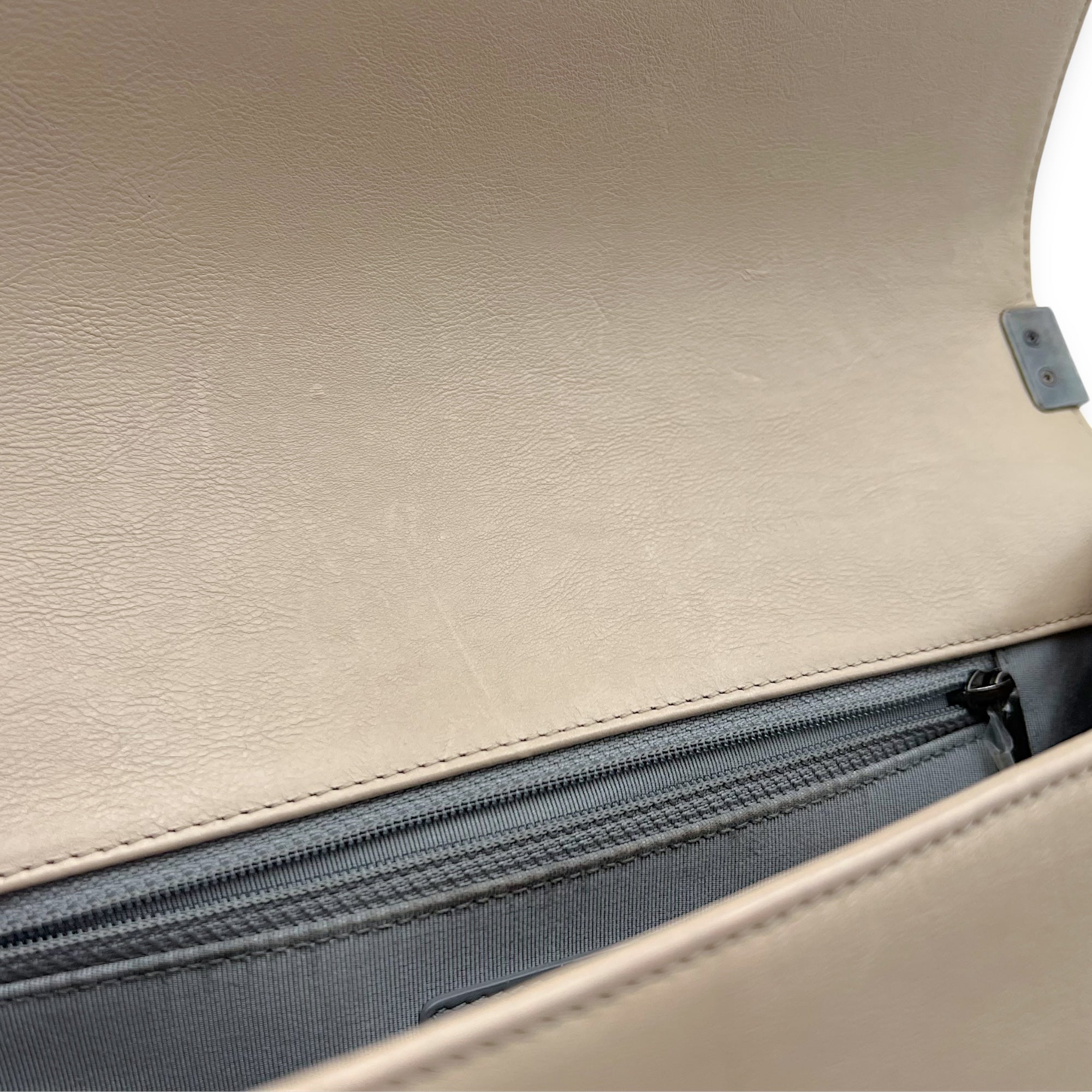 Boy Medium Beige Shoulder Bag in Calfskin, Gunmetal hardware - Image 16