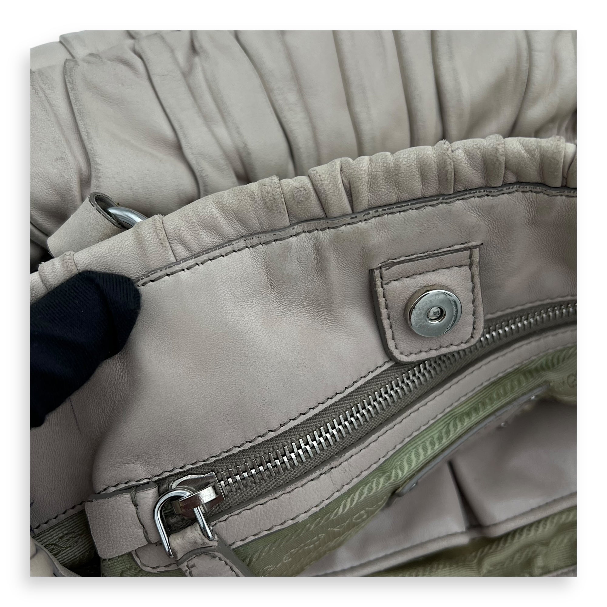 Gaufre White Top Handle Bag in Lambskin, Silver hardware - Image 9