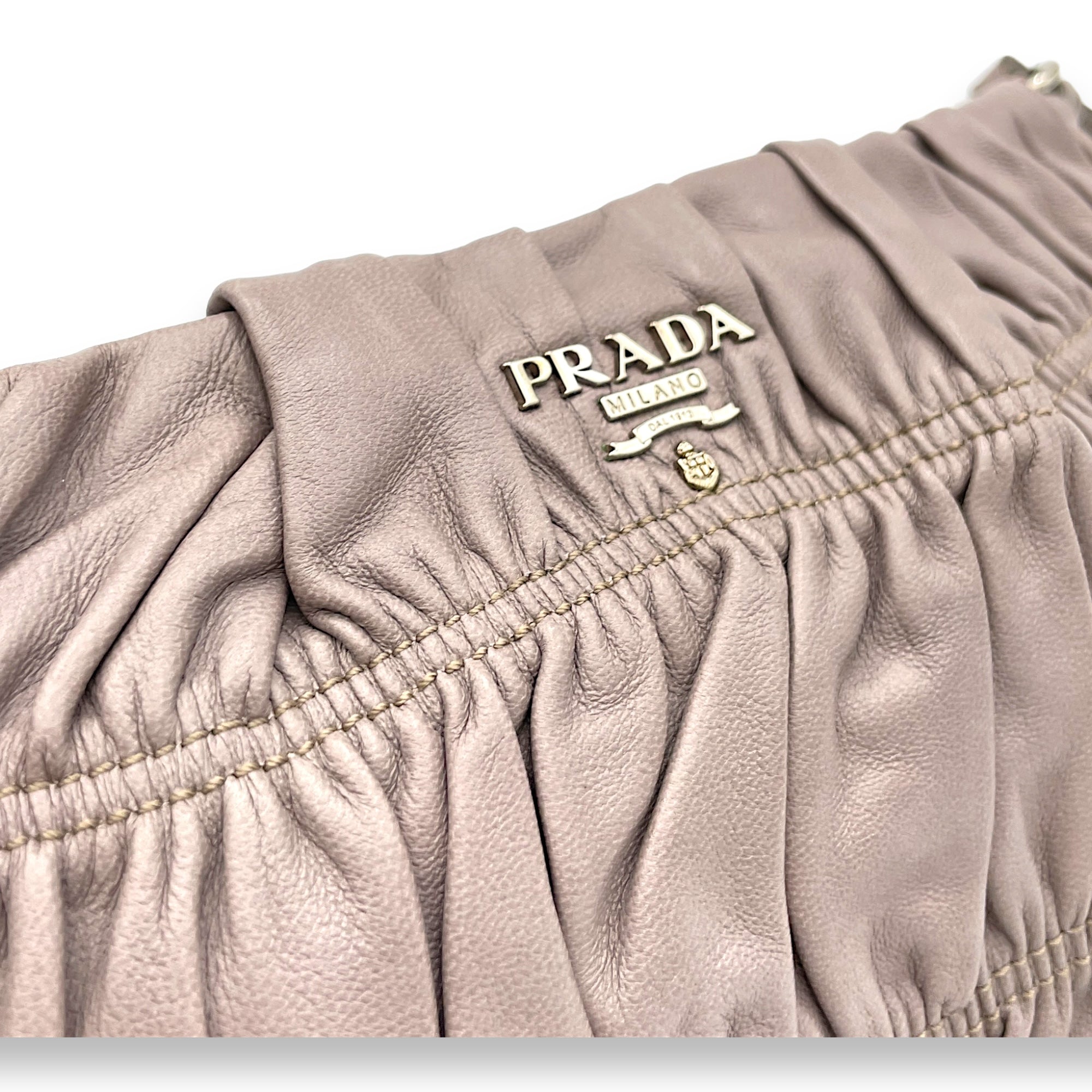 Logo Grey Pouch in Lambskin, Silver hardware - Image 7