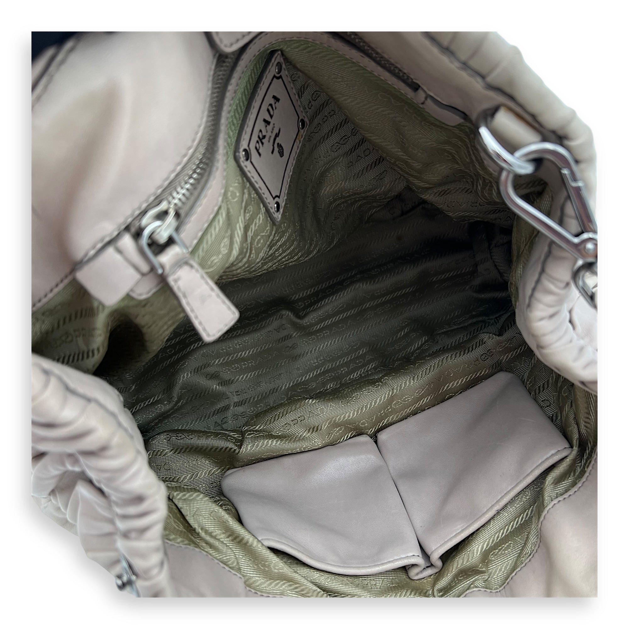 Gaufre White Top Handle Bag in Lambskin, Silver hardware - Image 7