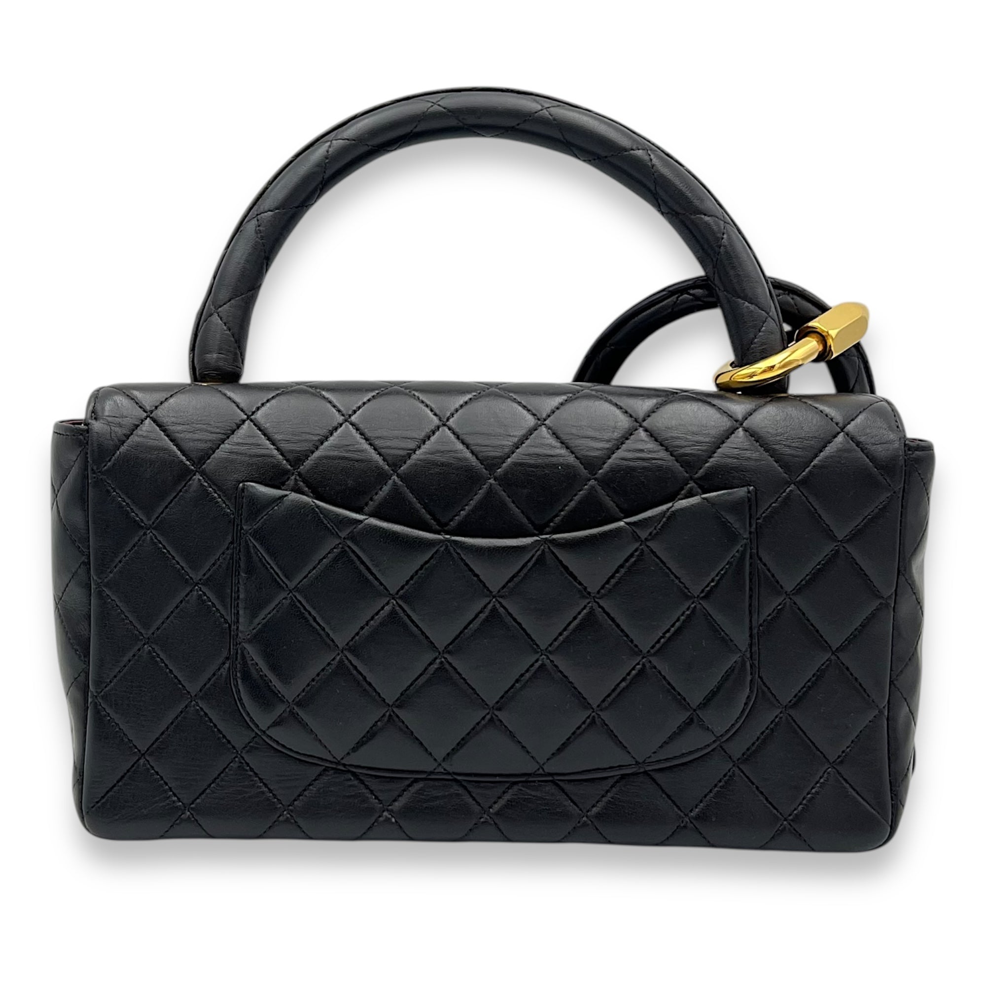 Kelly Parent and Child Black Top Handle Bag in Lambskin, Gold hardware - Image 3
