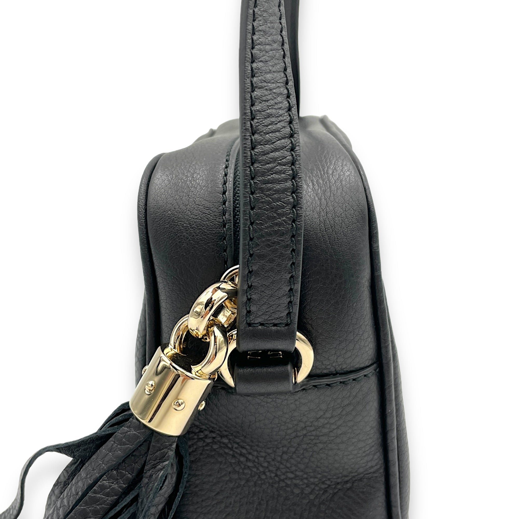 Soho Crossbody Bag Black in Calfskin, Gold hardware - Image 11