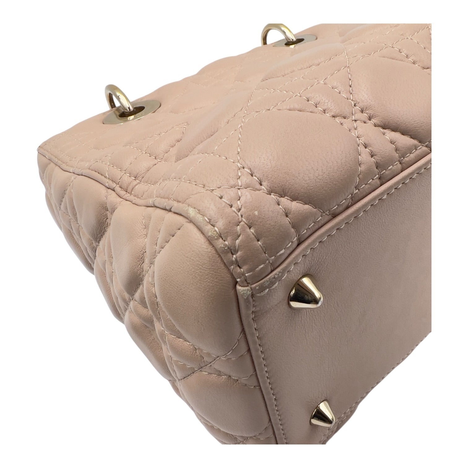 Lady Dior Top Handle Bag Beige in Lambskin, Gold hardware - Image 9