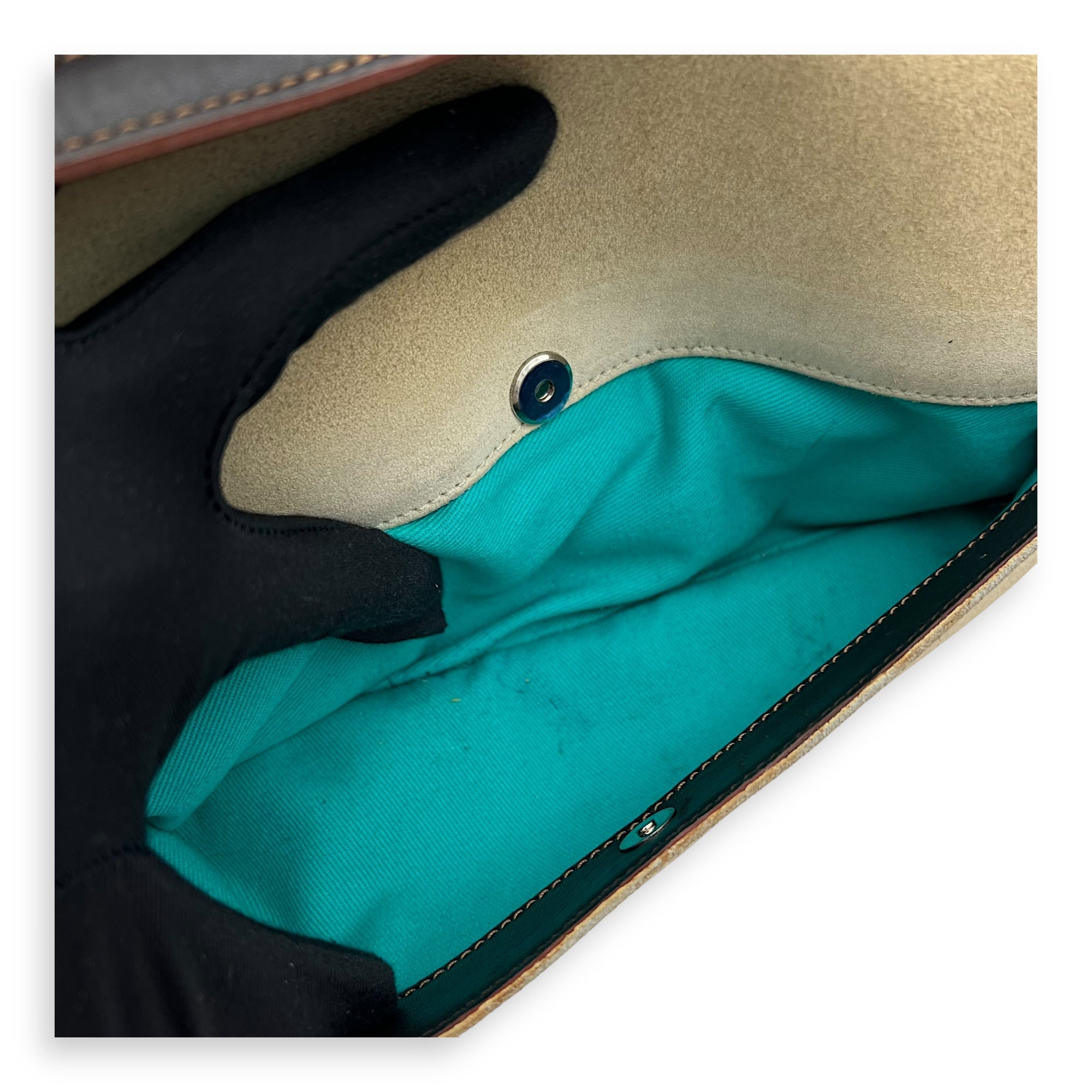 Anagram Shoulder Bag Brown in Suede Leather, Silver hardware - Image 9