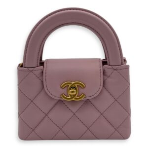 Kelly Top Handle Bag Nano Pink in Calfskin, Gold hardware