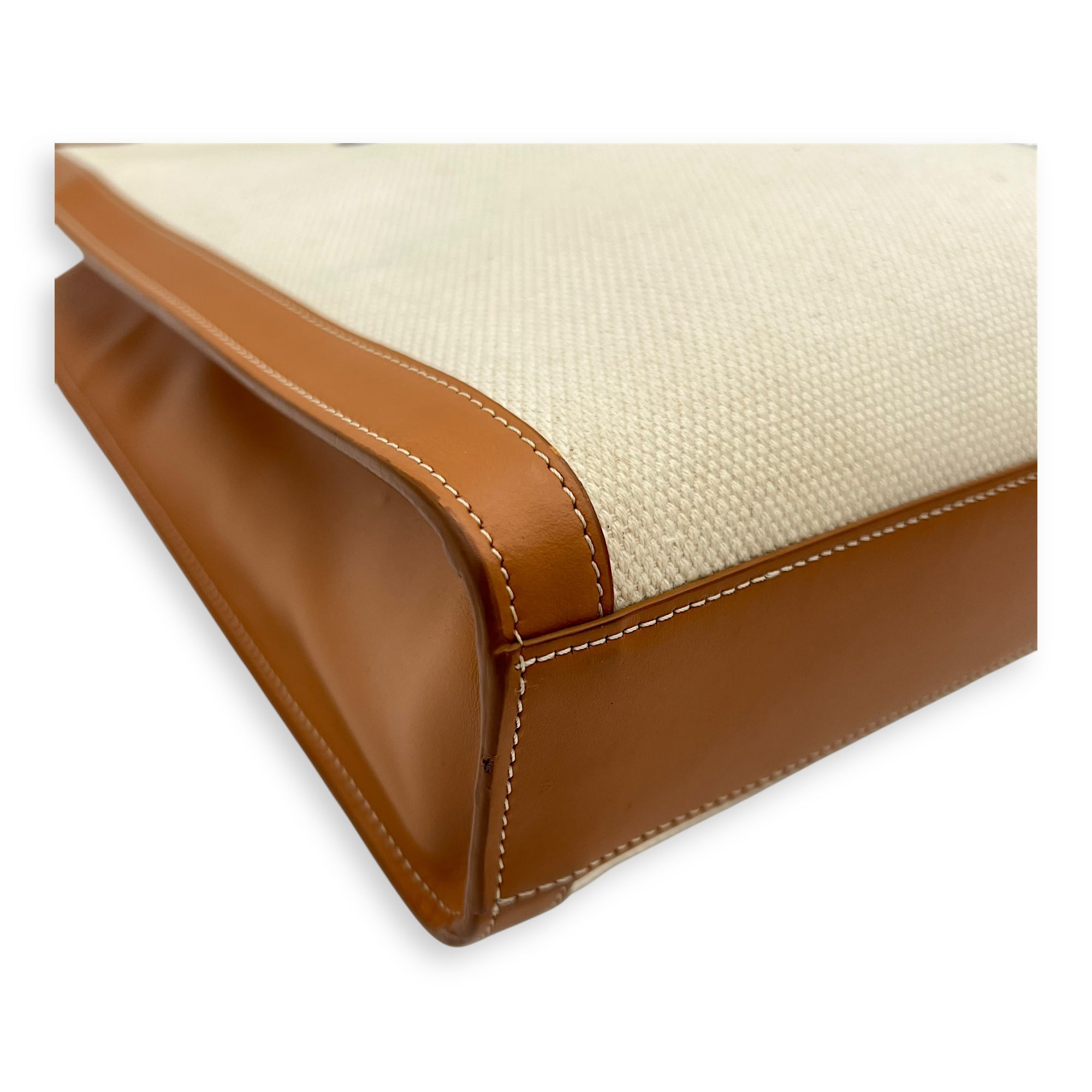 Cabas Top Handle Bag Brown in Canvas, Gold hardware - Image 10