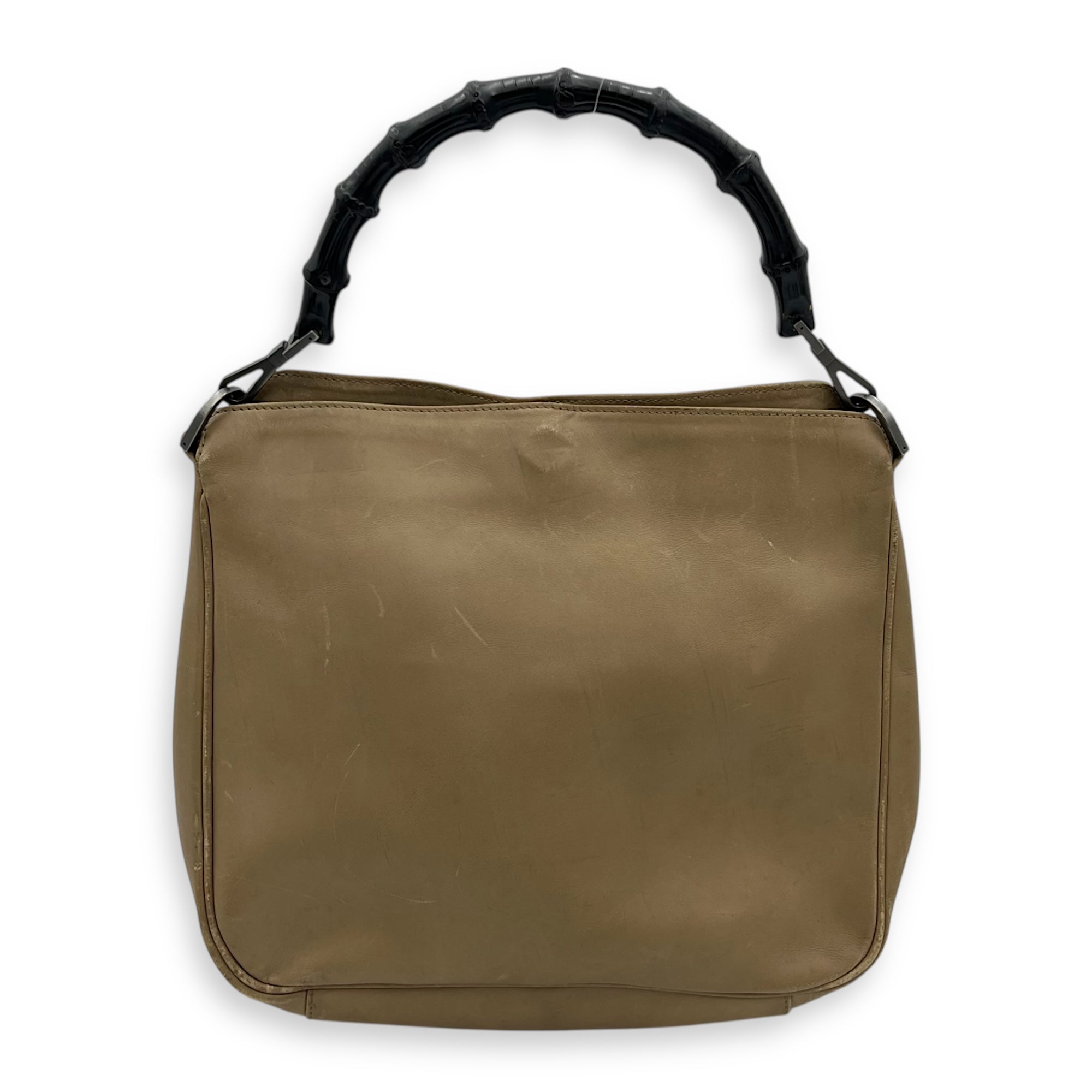 Bamboo Top Handle Bag Beige in Calfskin, Silver hardware