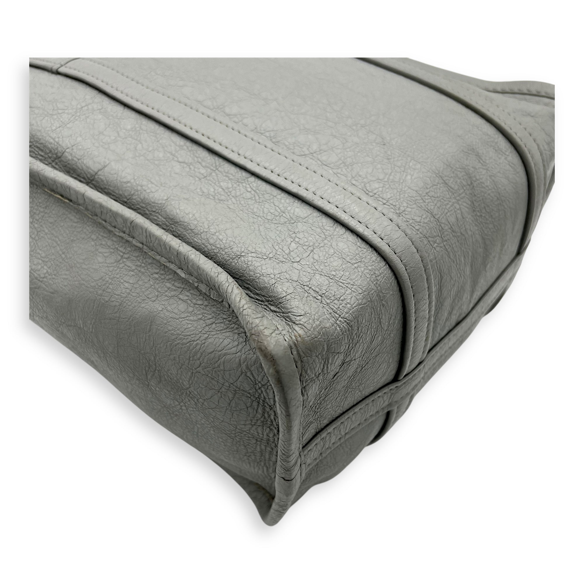 Bazaar Shopper Top Handle Bag Grey in Lambskin, Silver hardware - Image 12