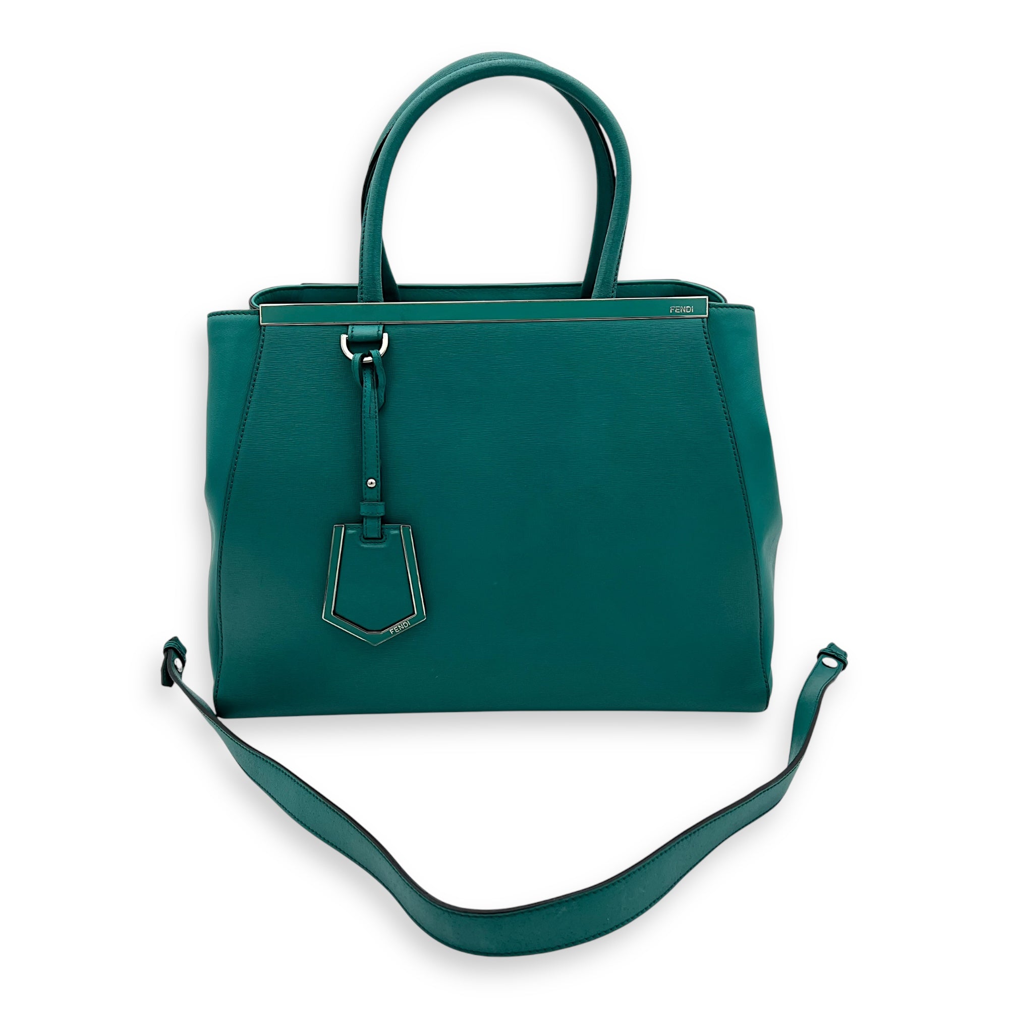 2 jours Top Handle Bag Medium Blue in Calfskin, Silver hardware - Image 21