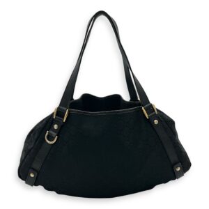 GG Shoulder Bag Black in Canvas, Gold hardware