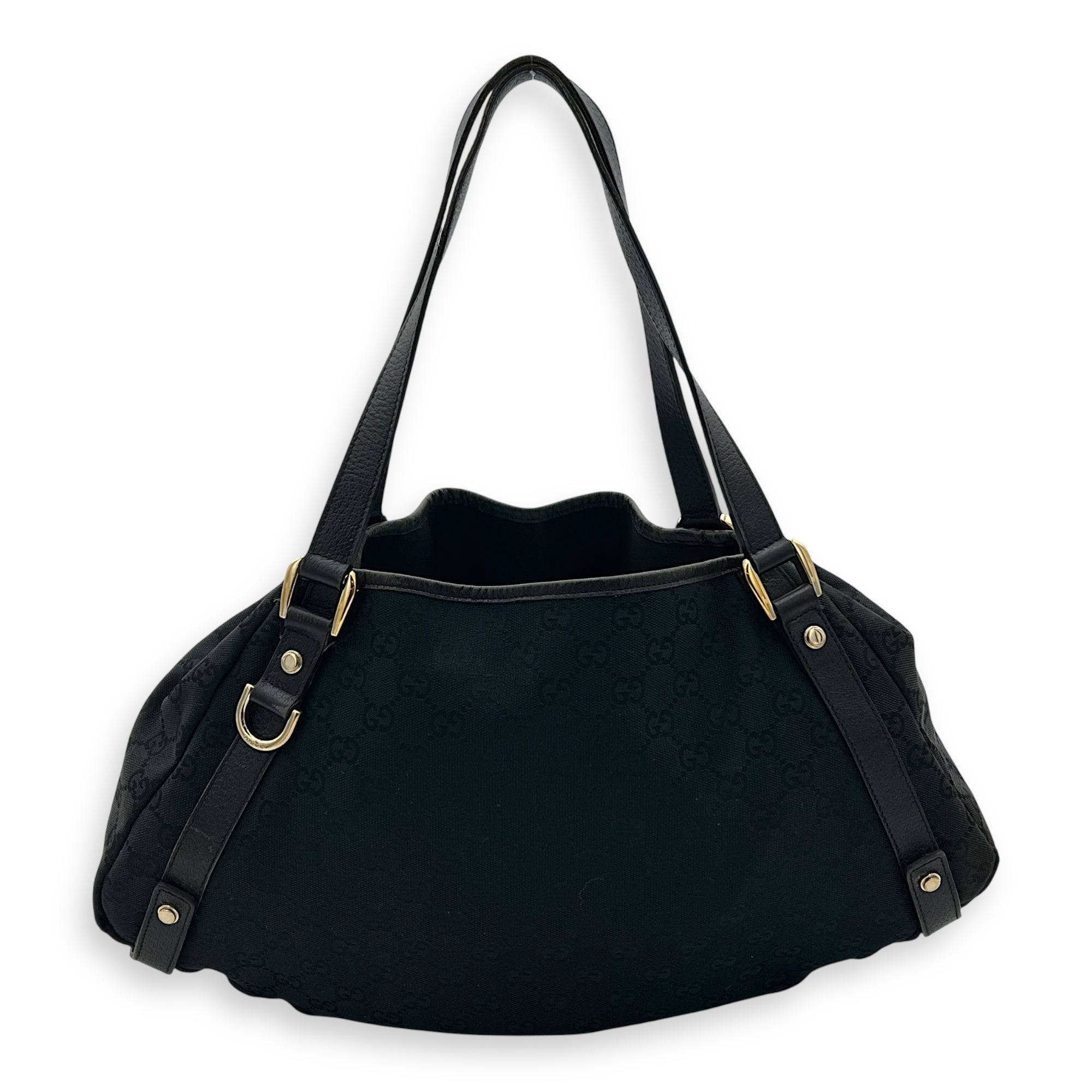 GG Shoulder Bag Black in Canvas, Gold hardware