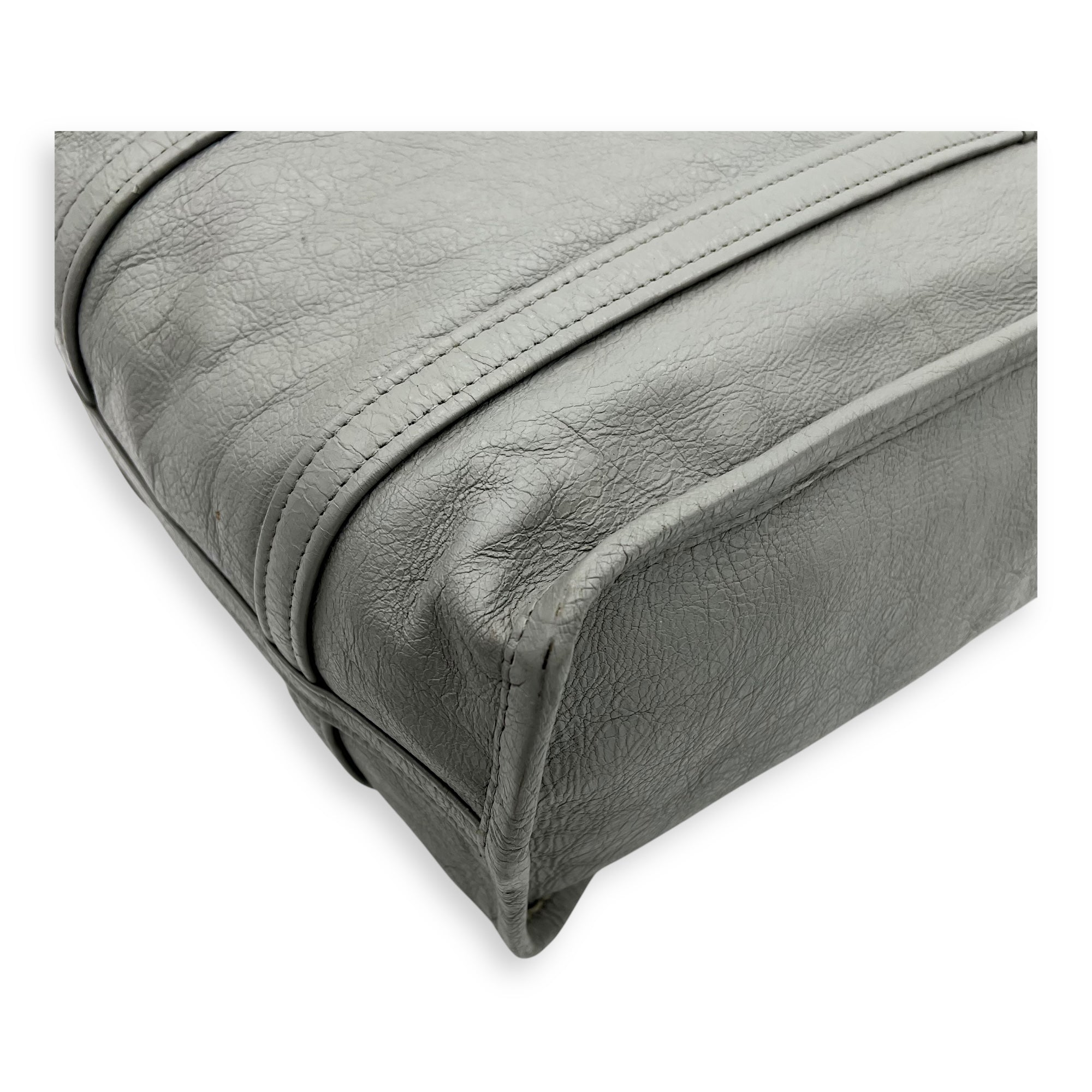 Bazaar Shopper Top Handle Bag Grey in Lambskin, Silver hardware - Image 11