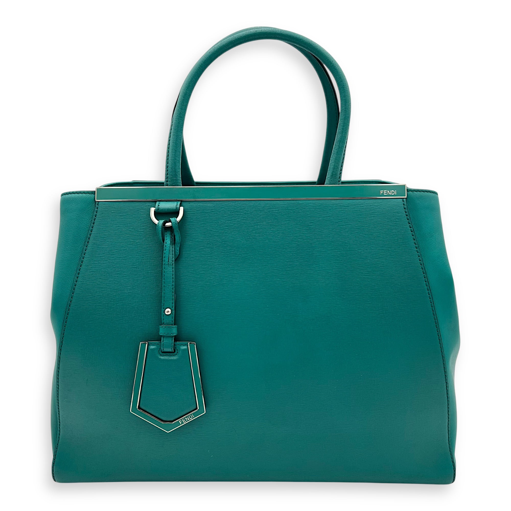 2 jours Top Handle Bag Medium Blue in Calfskin, Silver hardware