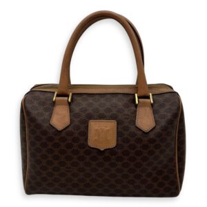 Macadam Top Handle Bag Brown in Coated Canvas, Gold hardware