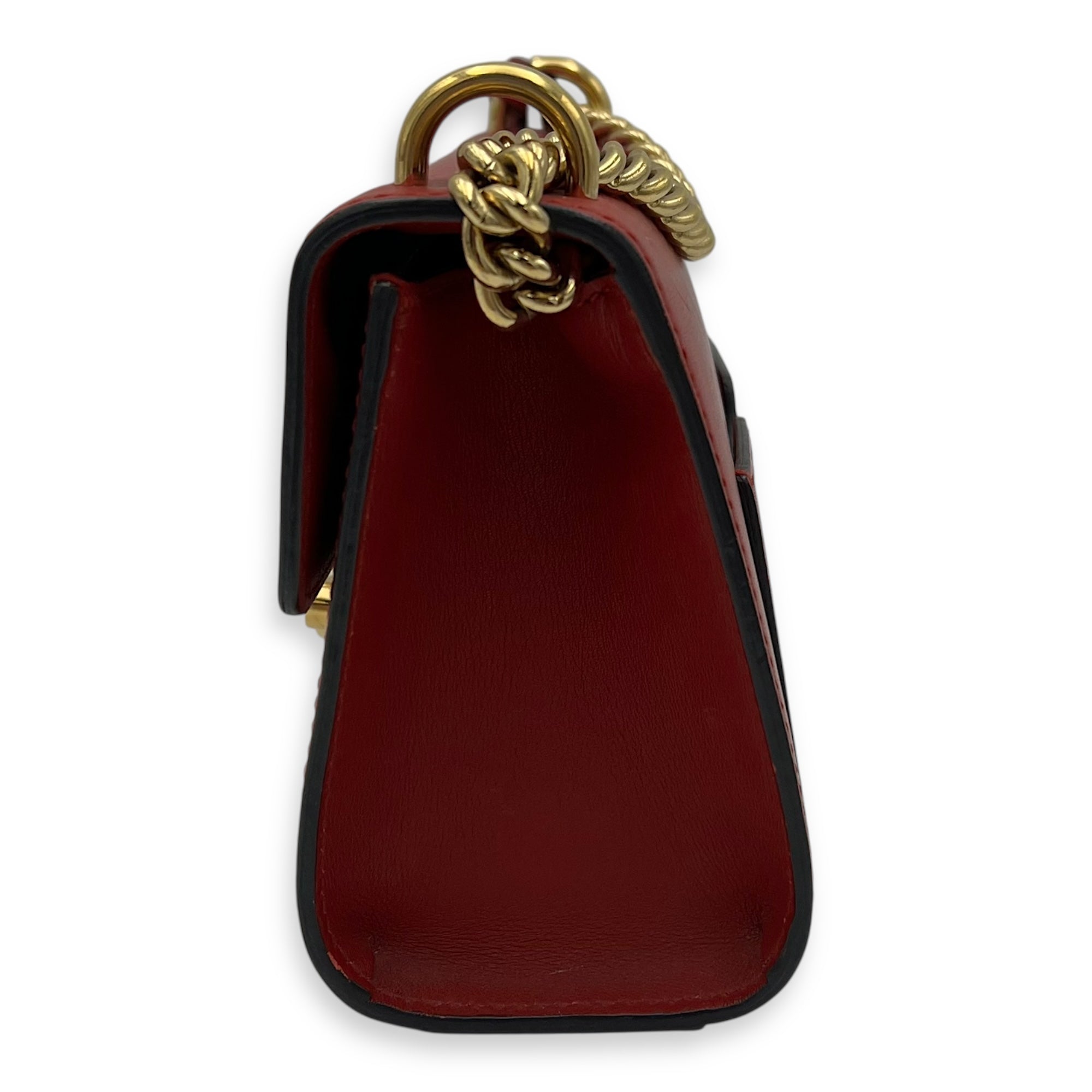 Padlock Shoulder Bag Red in Calfskin, Gold hardware - Image 5