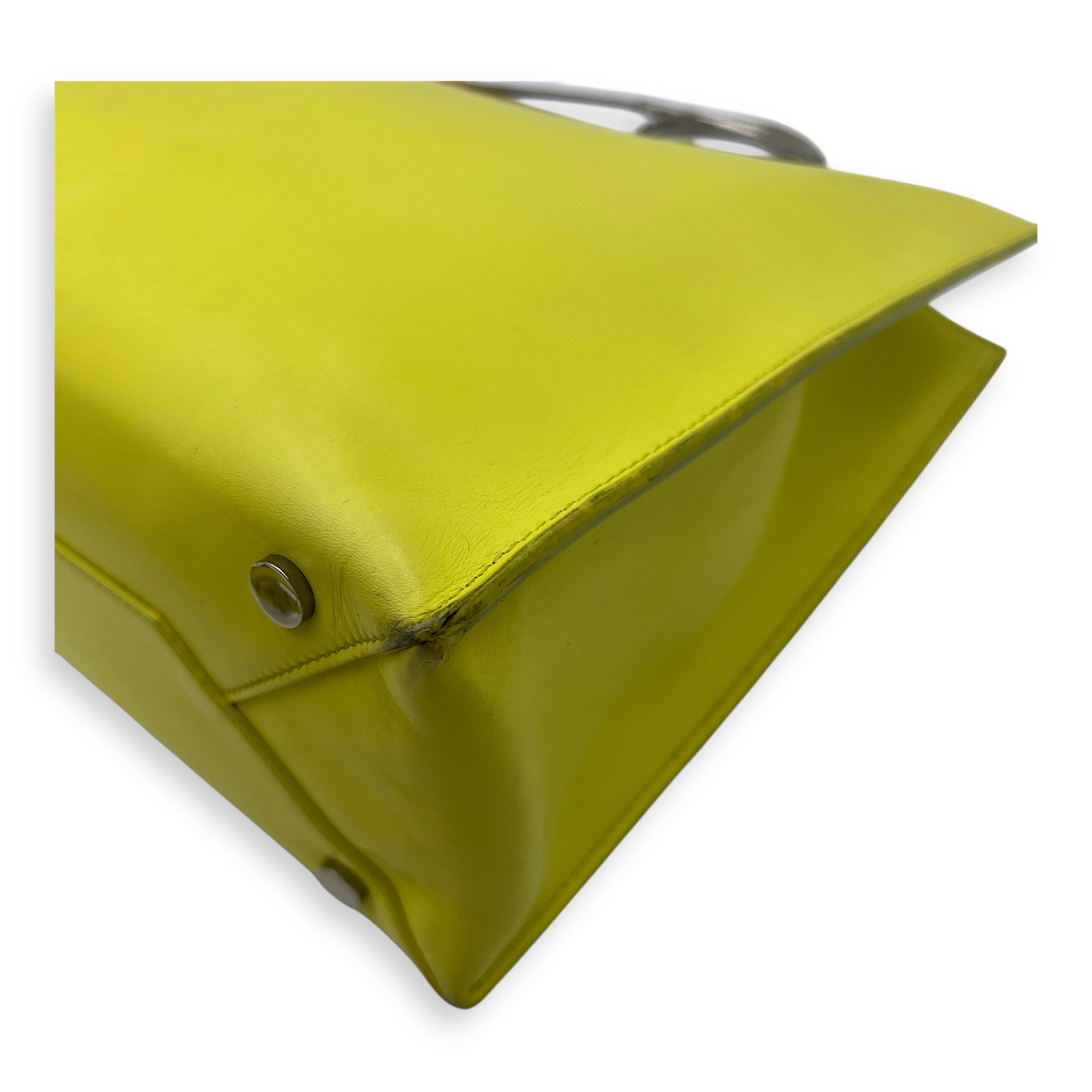 Cadle Top Handle Bag Medium Yellow in Calfskin, Gold hardware - Image 11