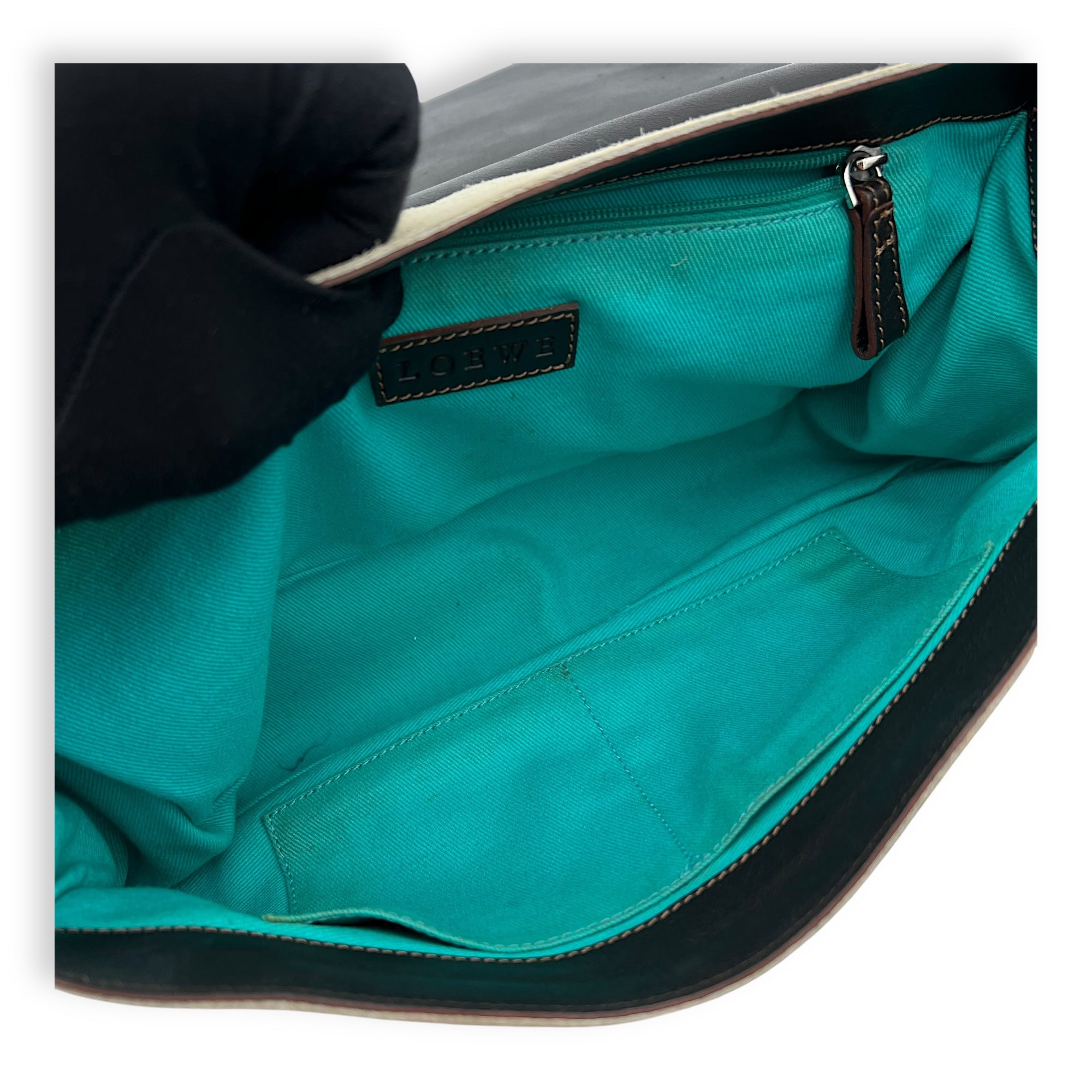 Anagram Shoulder Bag Brown in Suede Leather, Silver hardware - Image 7