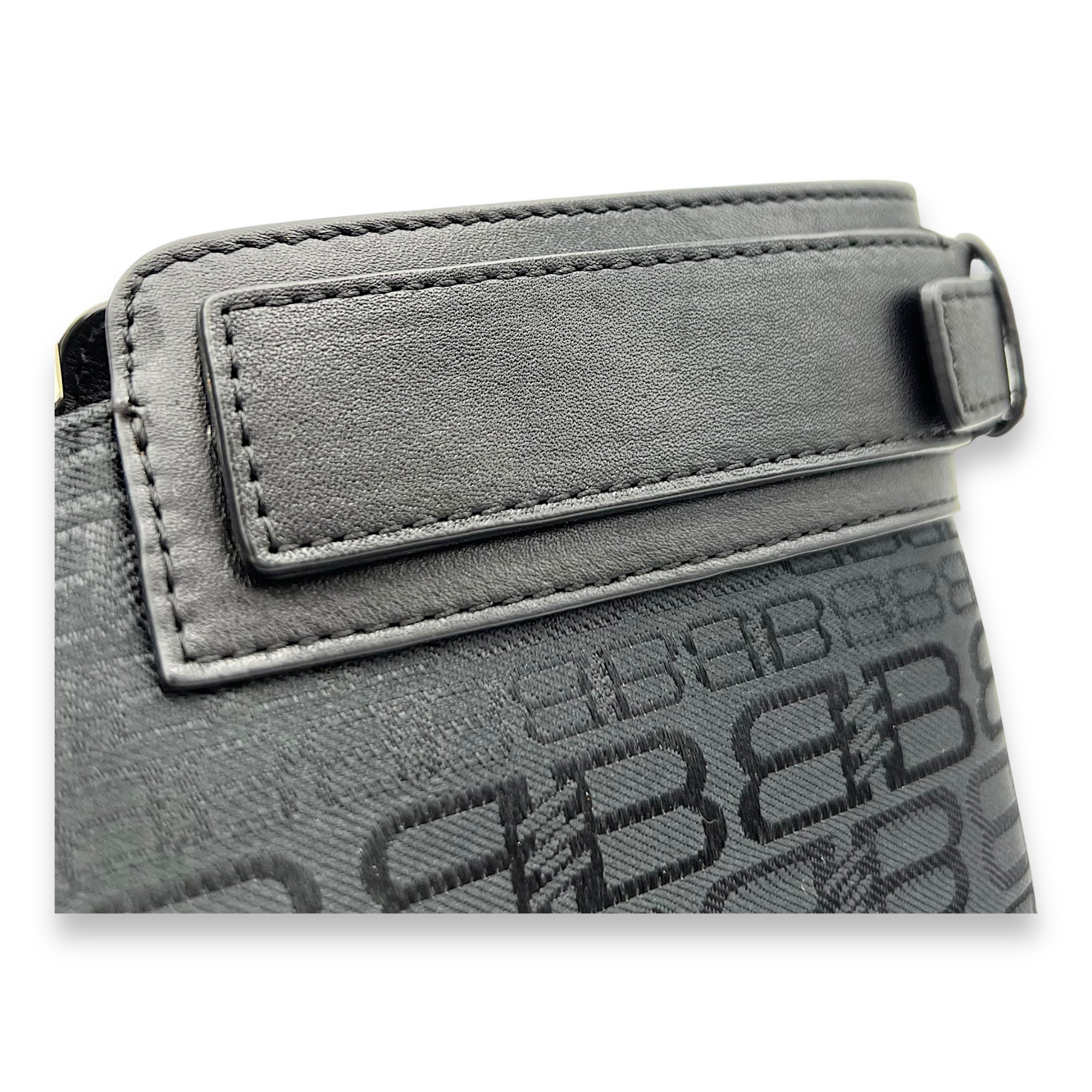 Logo Monogram Black Top Handle Bag in Canvas, Silver hardware - Image 8