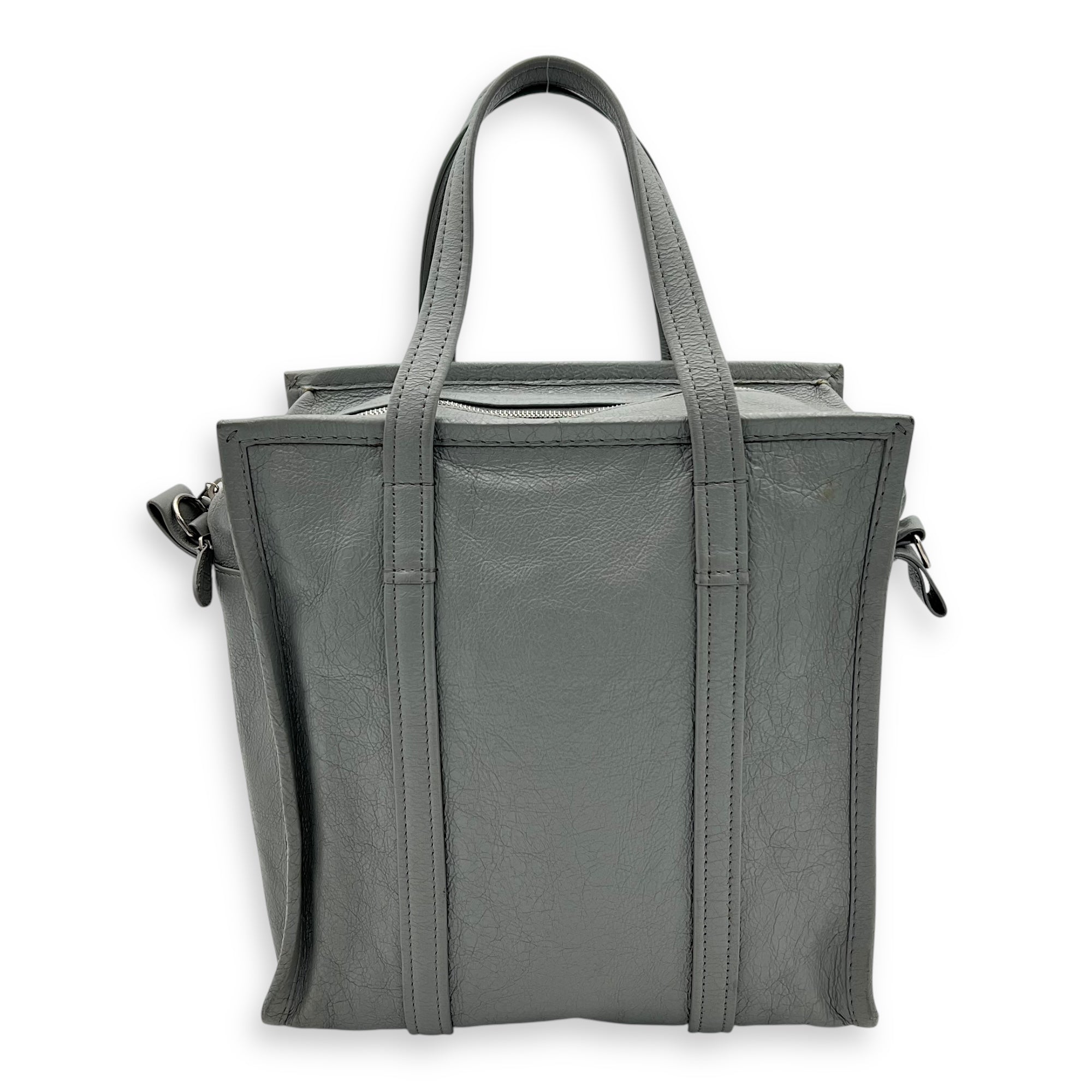 Bazaar Shopper Top Handle Bag Grey in Lambskin, Silver hardware - Image 3