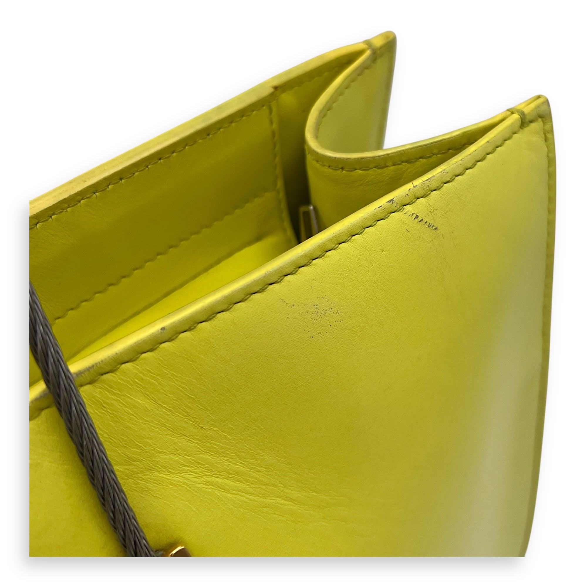 Cadle Top Handle Bag Medium Yellow in Calfskin, Gold hardware - Image 13