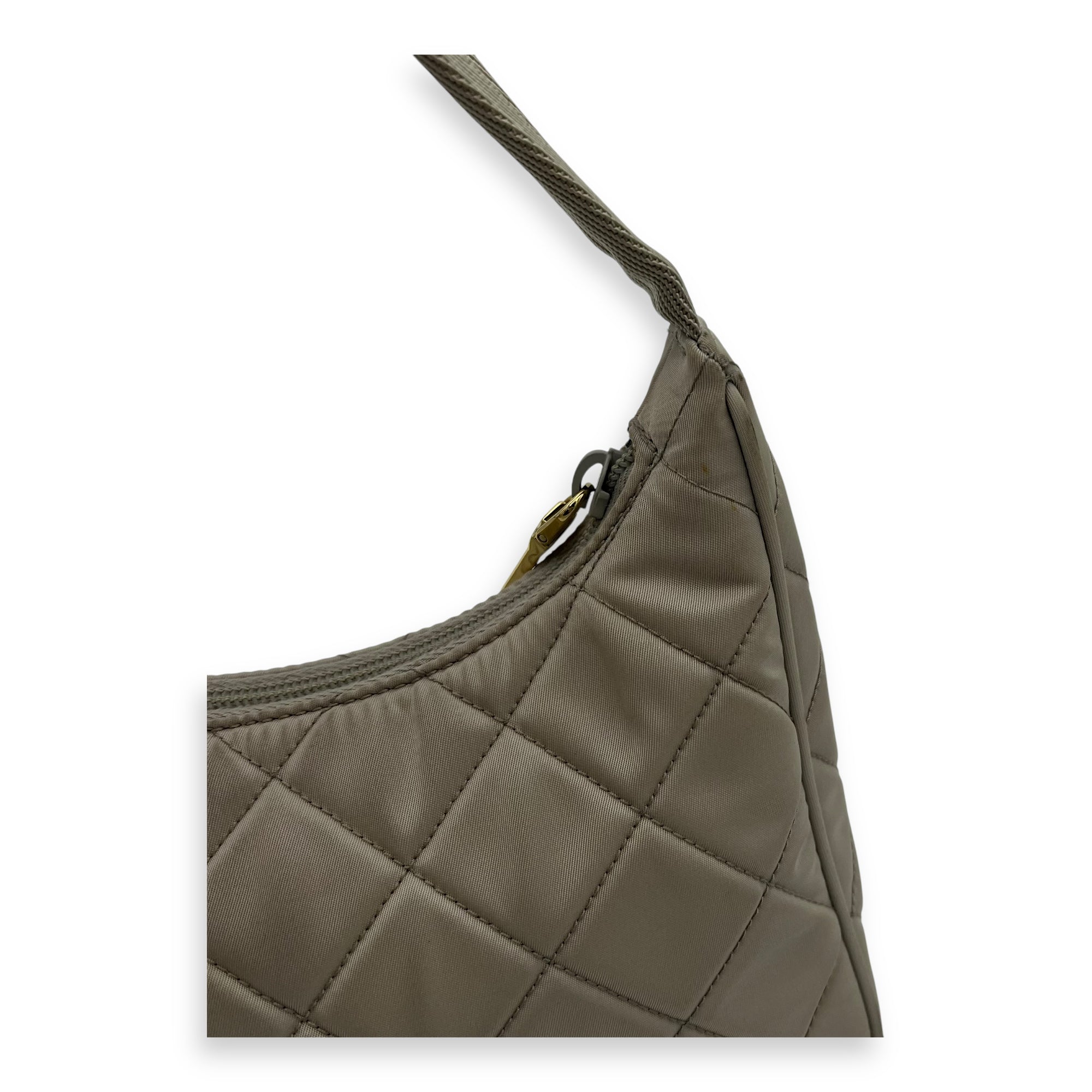 Re-Edition Shoulder Bag Beige in Re-Nylon, Gold hardware - Image 13