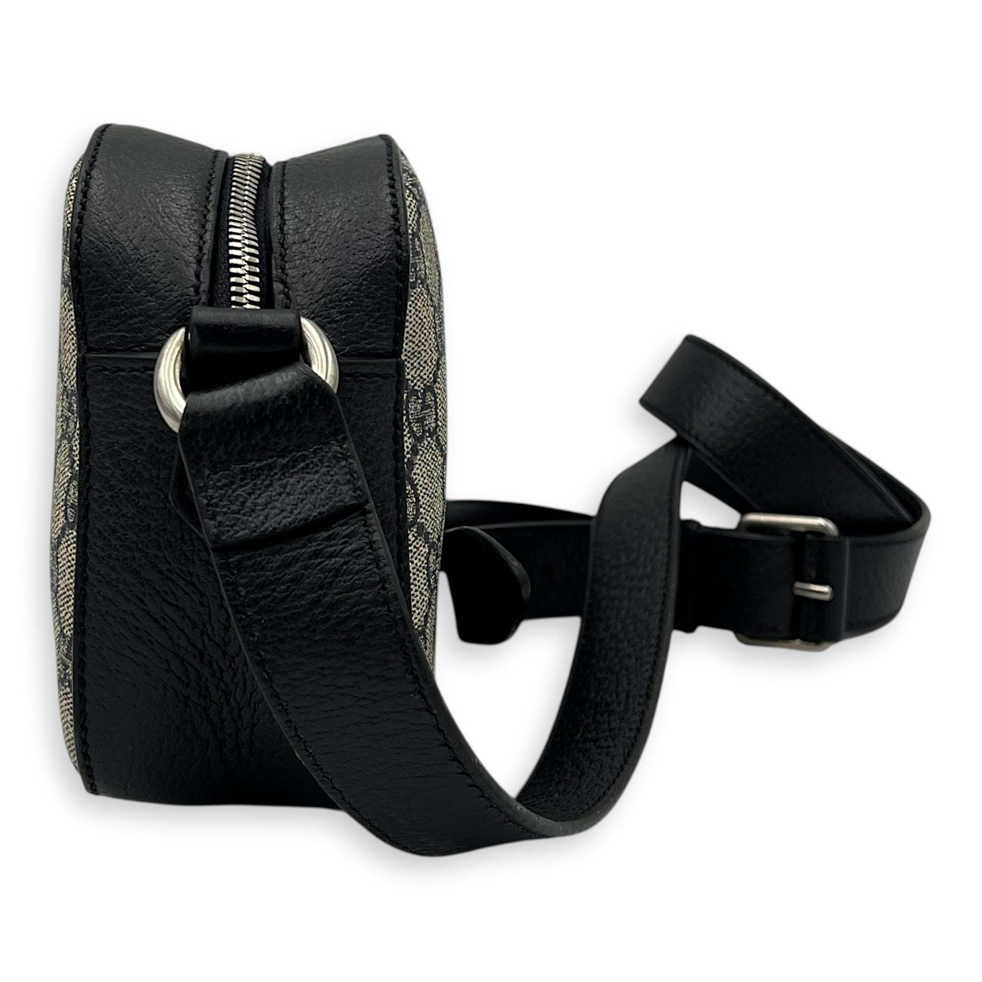 Ophidia Crossbody Bag Blue in Coated Canvas, Silver hardware - Image 5