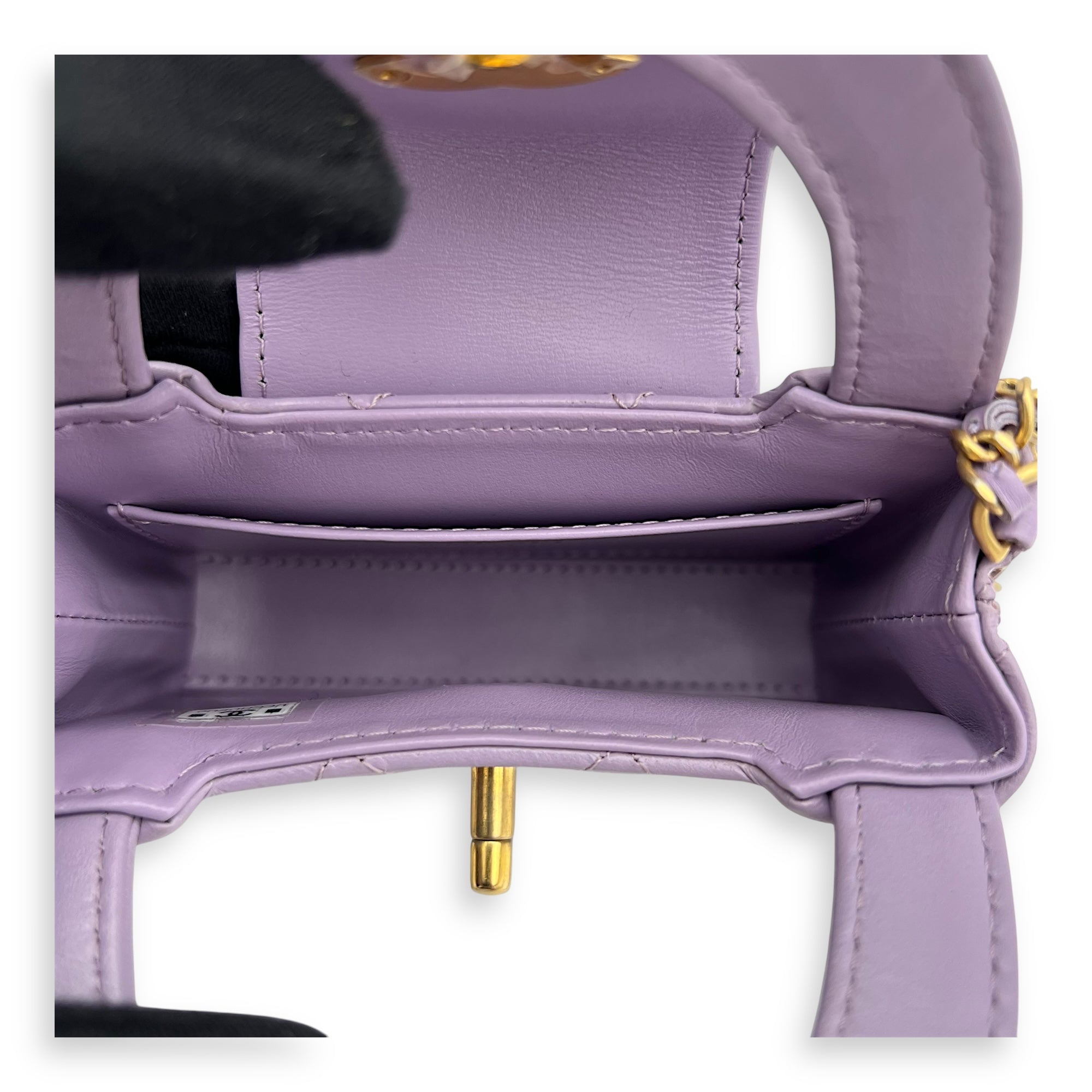Kelly Nano Purple Top Handle Bag in Calfskin, Gold hardware - Image 7