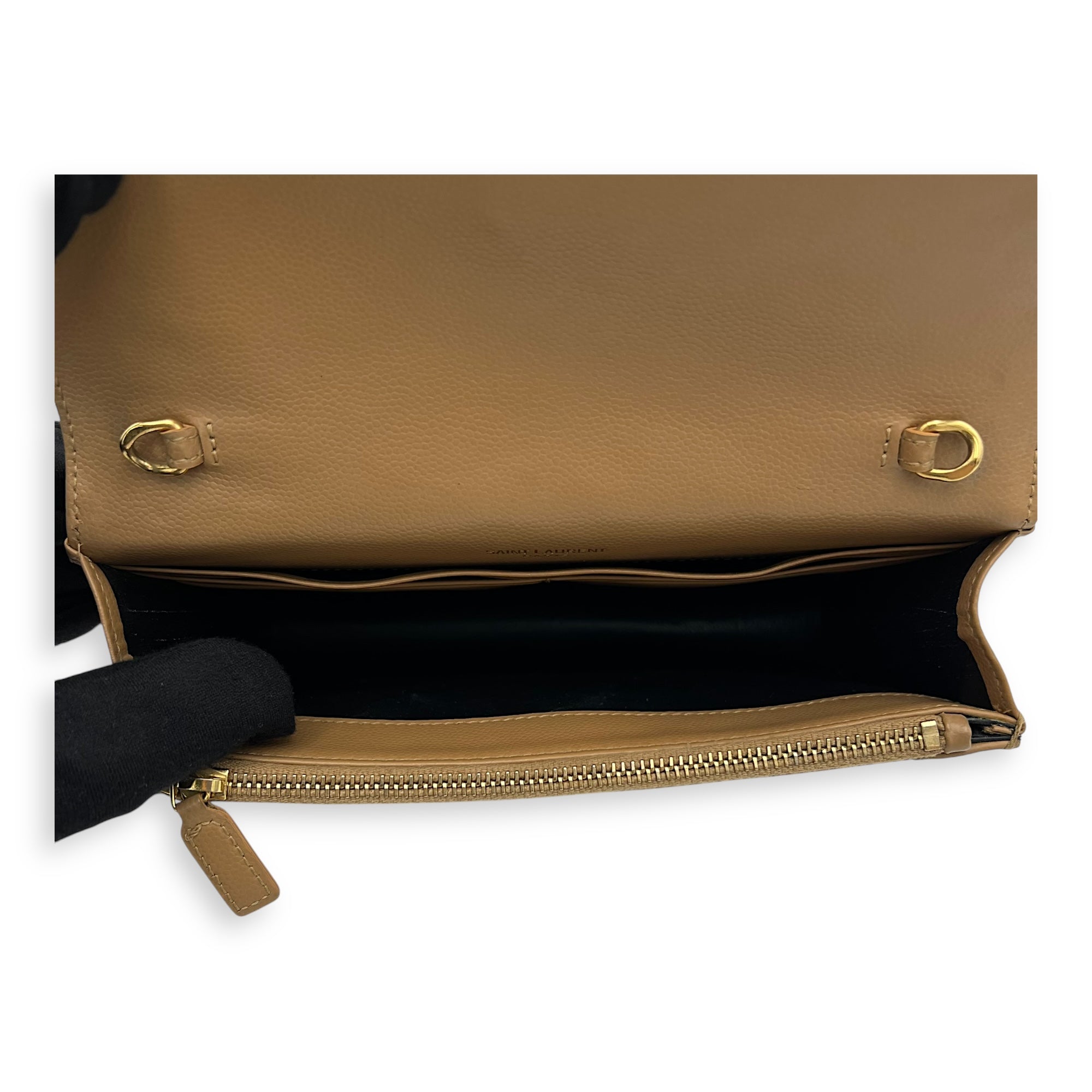 Cassandre Wallet On Chain Beige in Calfskin, Gold hardware - Image 7