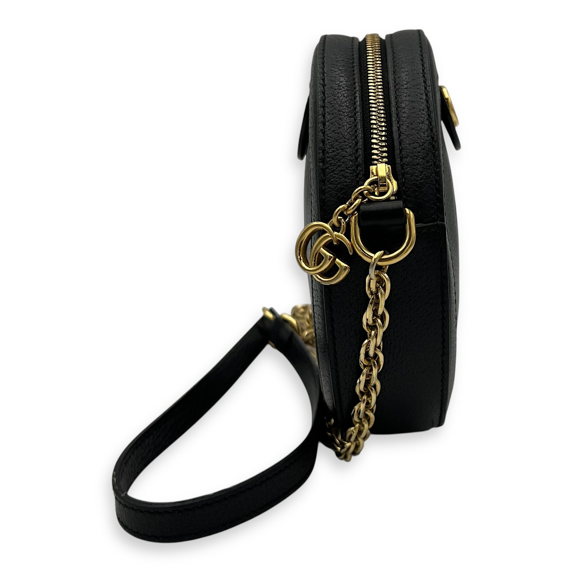 Ophidia Crossbody Bag Black in Calfskin, Gold hardware - Image 4