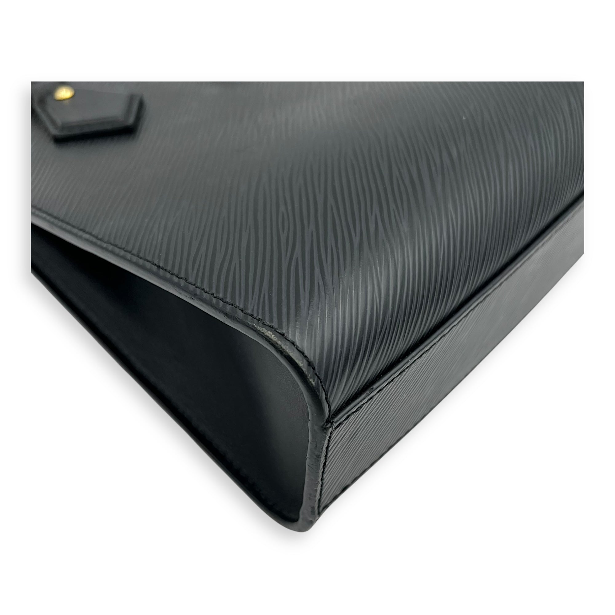 Sac Plat Top Handle Bag Black in Epi Leather, Gold hardware - Image 8