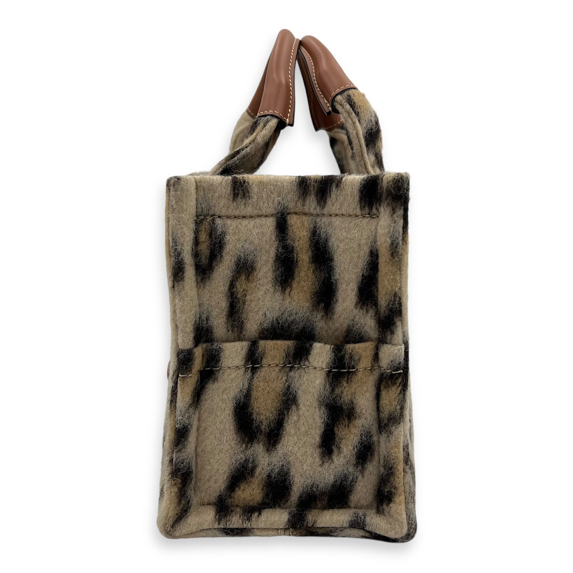 Cabas Small Brown Tote Bag in Wool, Gold hardware - Image 4